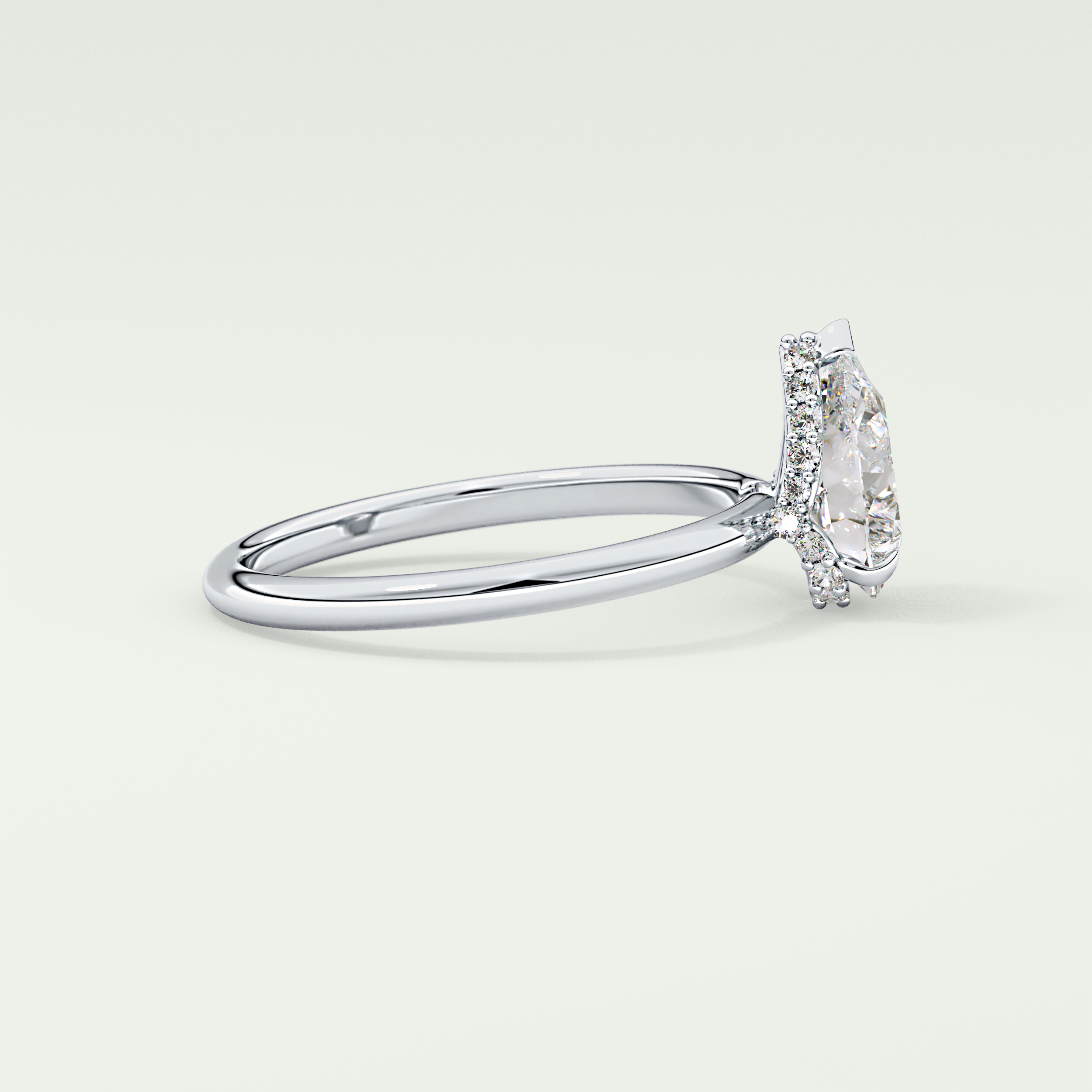 2.0 CT Pear Cut Hidden Halo CVD Engagement Ring
