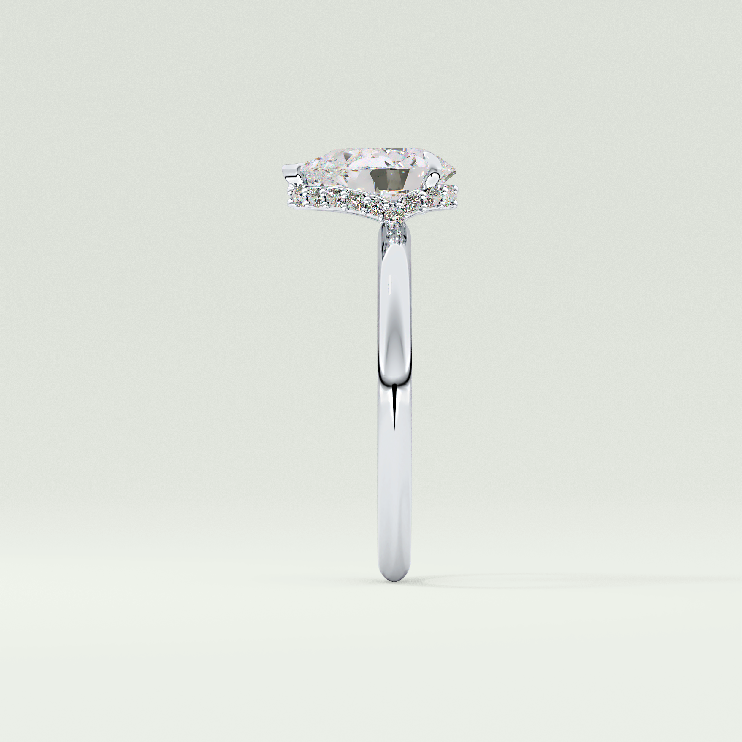 2.0 CT Pear Cut Hidden Halo CVD Engagement Ring