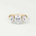 2.0 CT  Oval Cut Three Stone Moissanite Engagement Ring 1