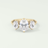 2.0 CT  Oval Cut Three Stone Moissanite Engagement Ring 1