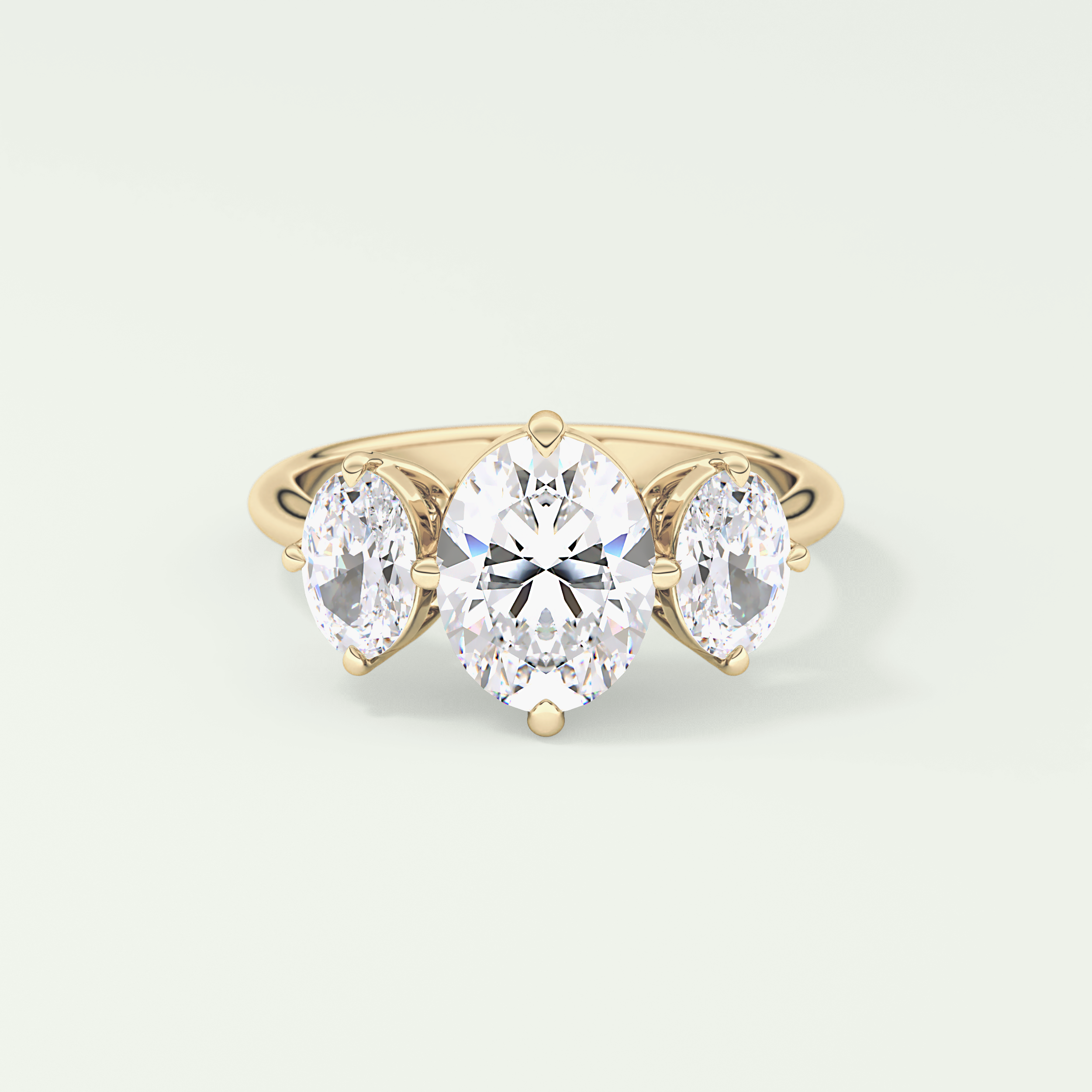 2.0 CT  Oval Cut Three Stone Moissanite Engagement Ring 1