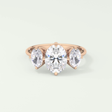 2.0 CT  Oval Cut Three Stone Moissanite Engagement Ring 7