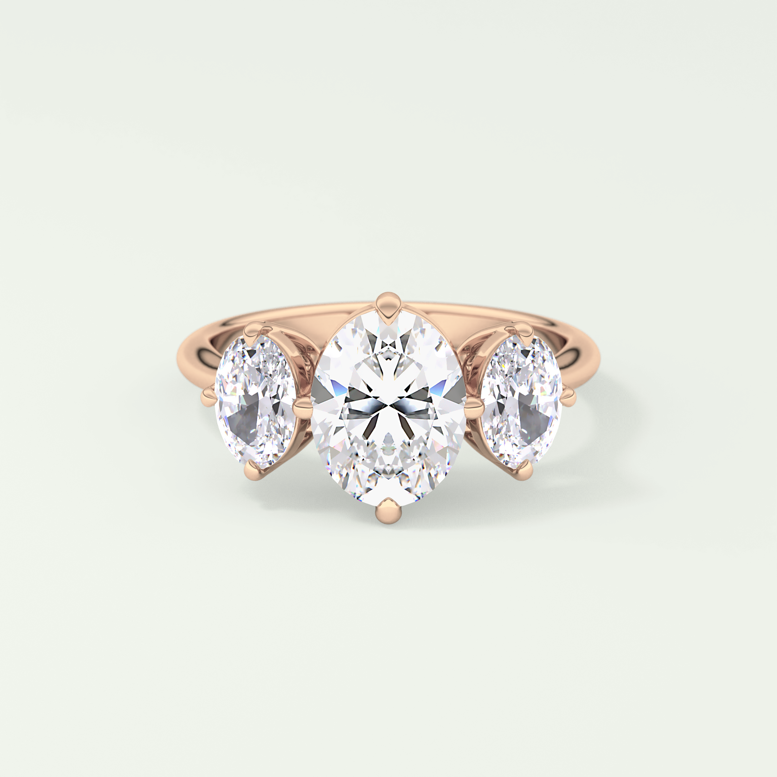 2.0 CT  Oval Cut Three Stone Moissanite Engagement Ring 7