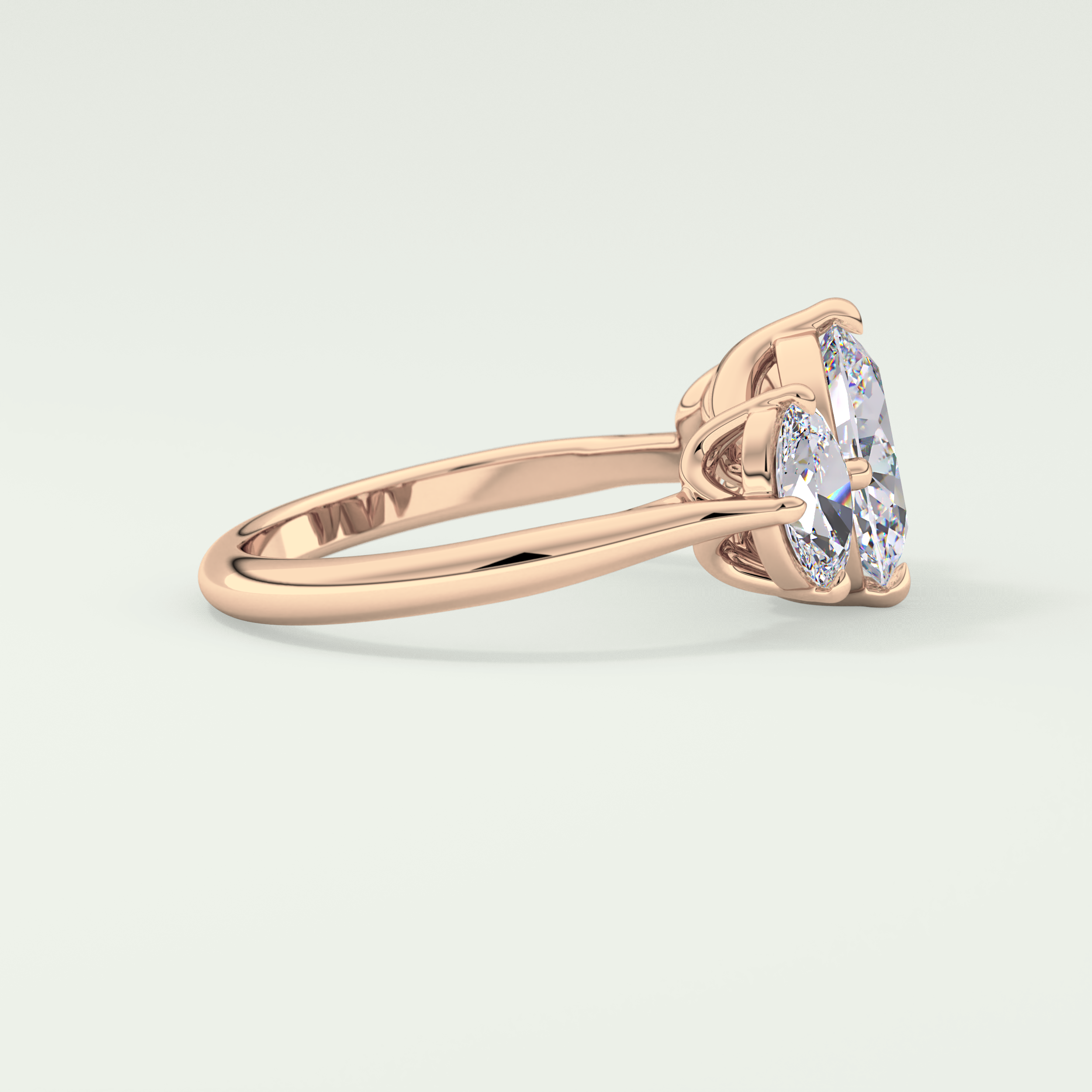 2.0 CT  Oval Cut Three Stone Moissanite Engagement Ring 9