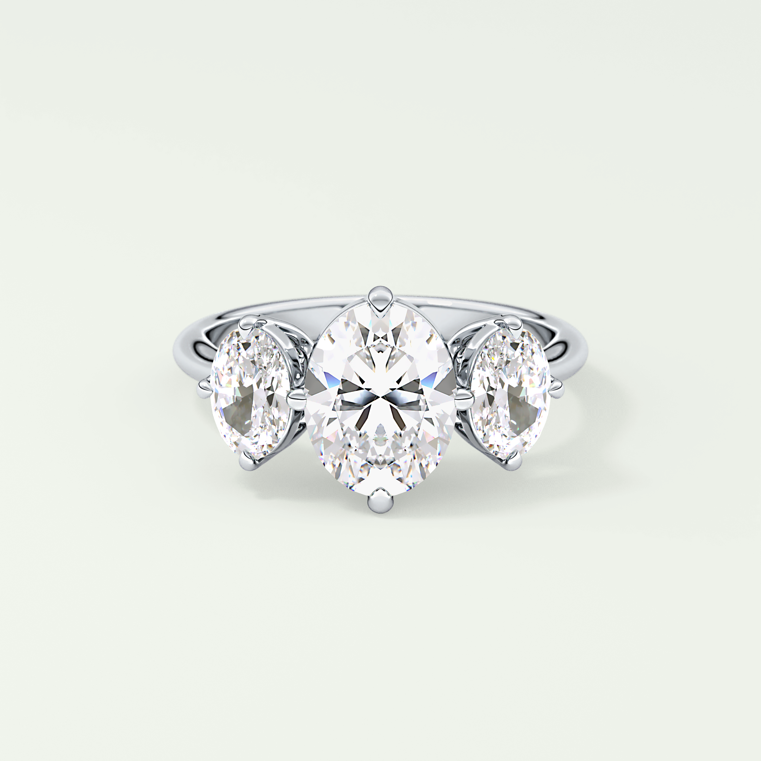 2.0 CT  Oval Cut Three Stone Moissanite Engagement Ring 13