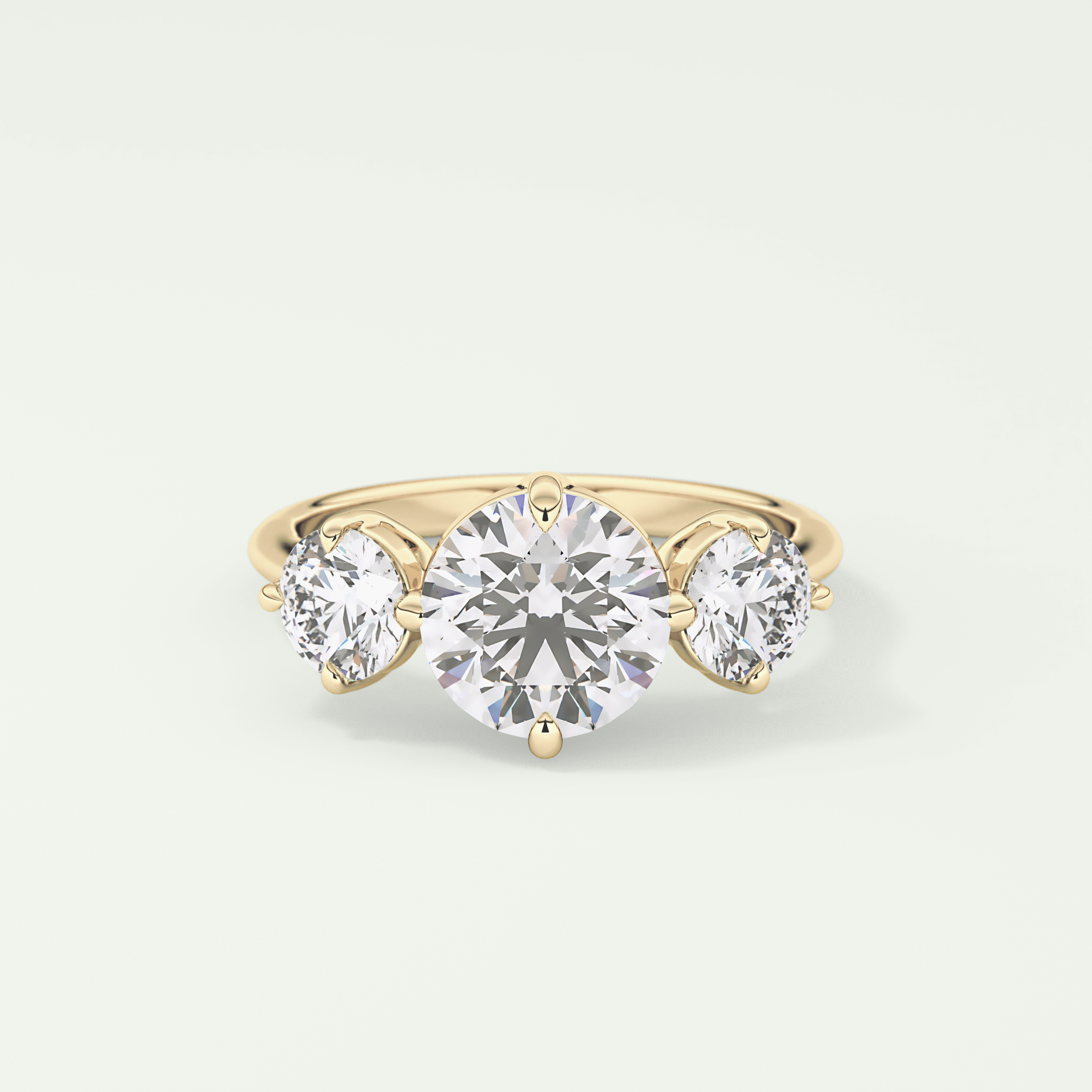 2.0 CT Round Cut Three Stone Lab Grown Diamond Engagement Ring