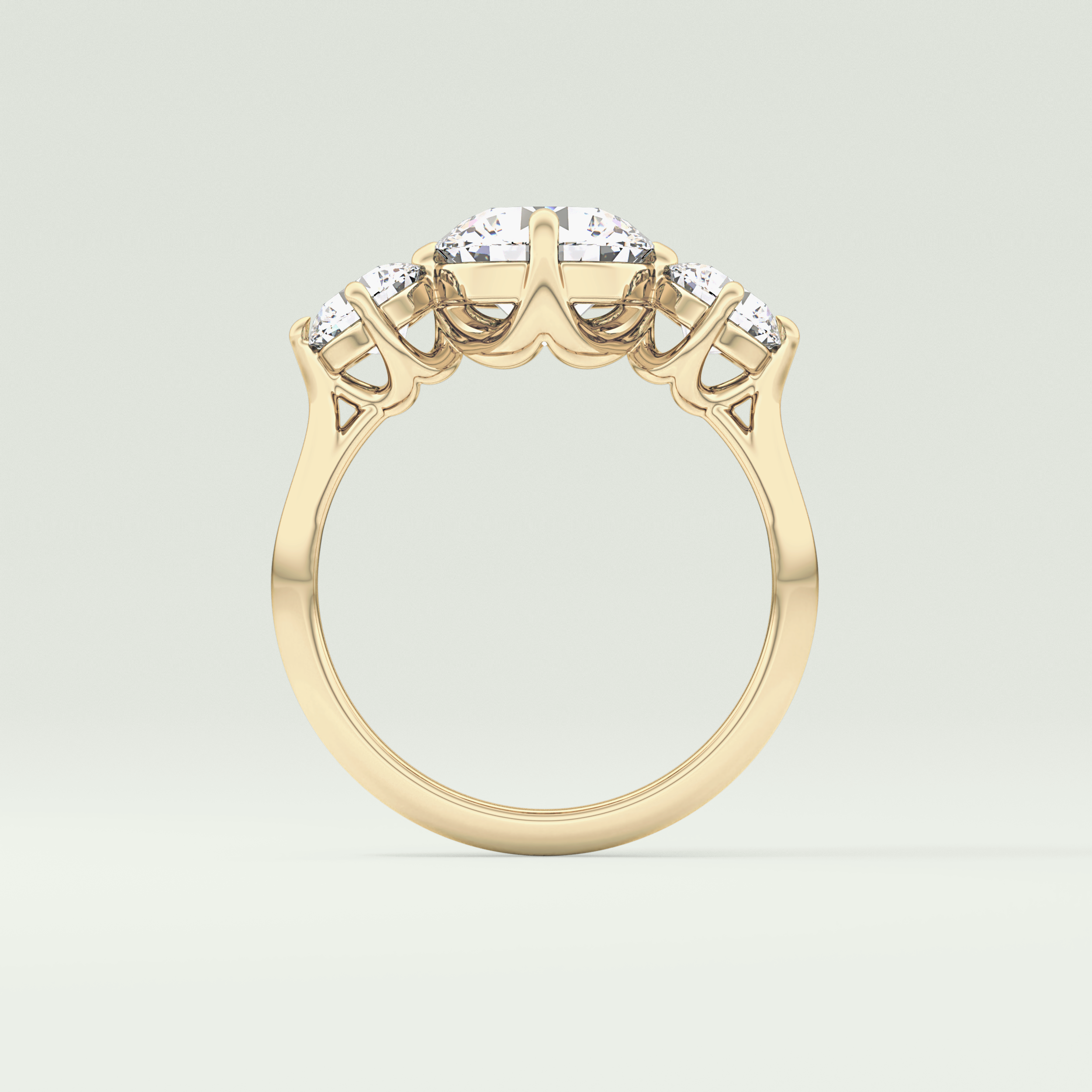 2.0 CT Round Cut Three Stone Lab Grown Diamond Engagement Ring