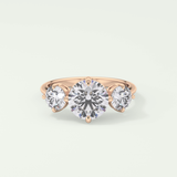 2.0 CT Round Cut Three Stone Lab Grown Diamond Engagement Ring