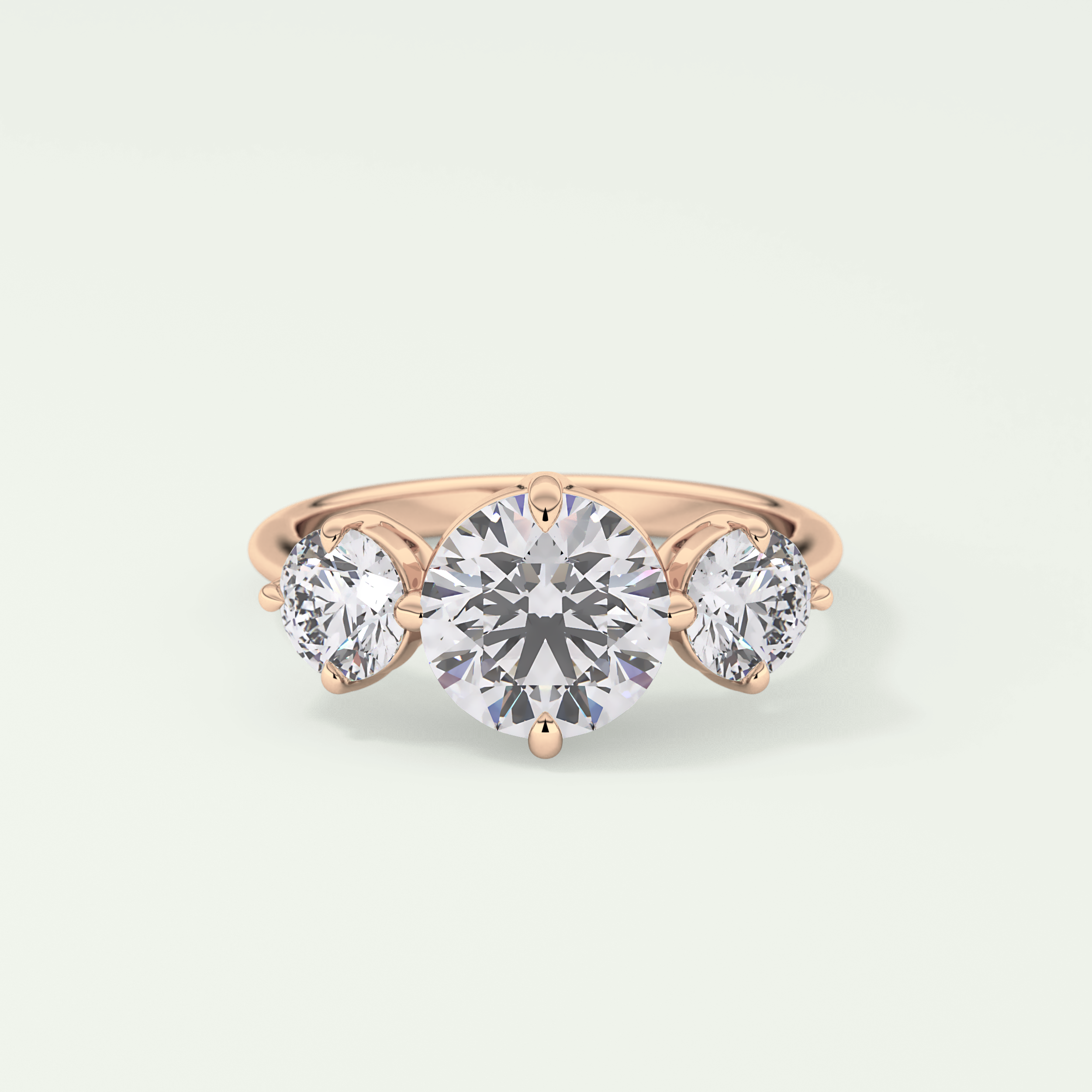 2.0 CT Round Cut Three Stone Lab Grown Diamond Engagement Ring