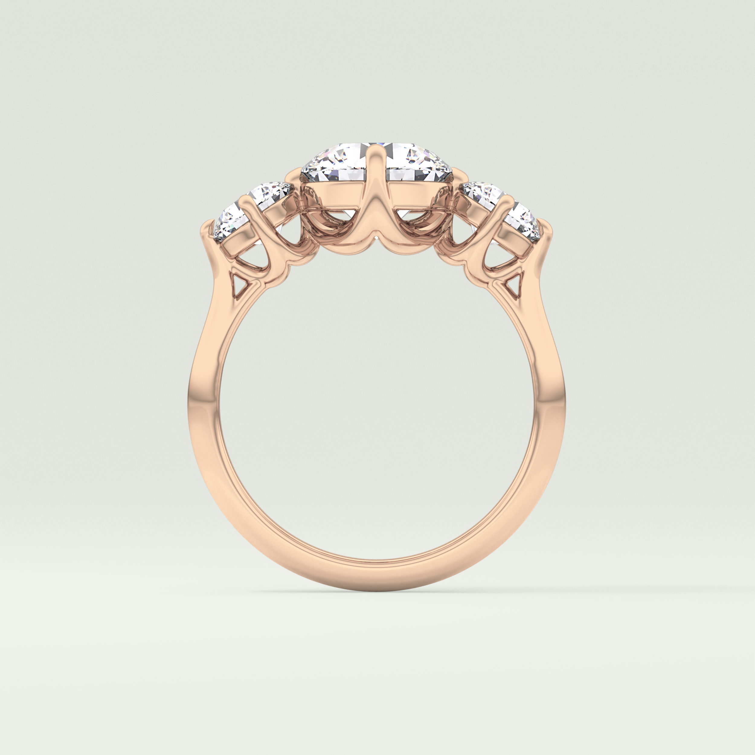 2.0 CT Round Cut Three Stone Lab Grown Diamond Engagement Ring