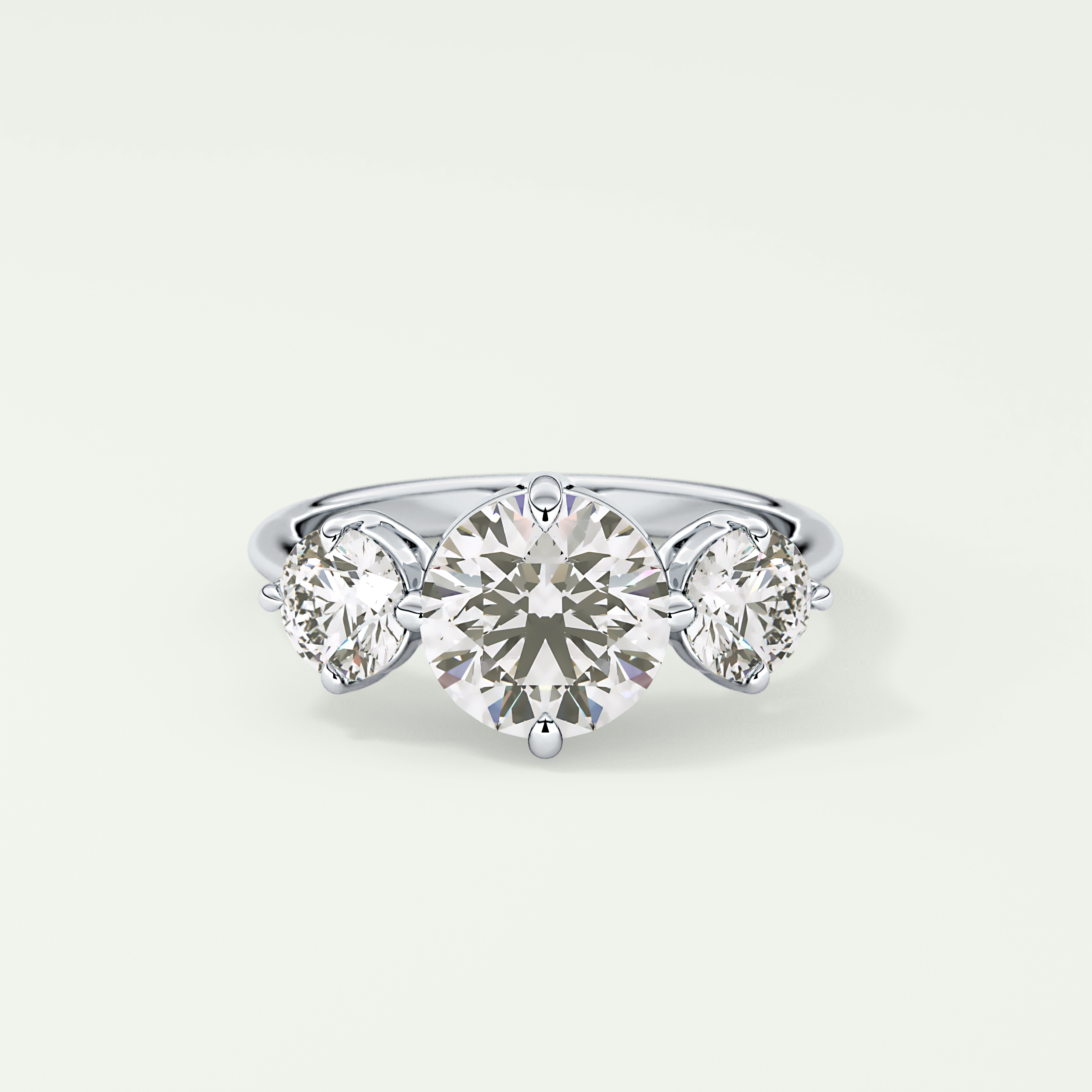2.0 CT Round Cut Three Stone Lab Grown Diamond Engagement Ring