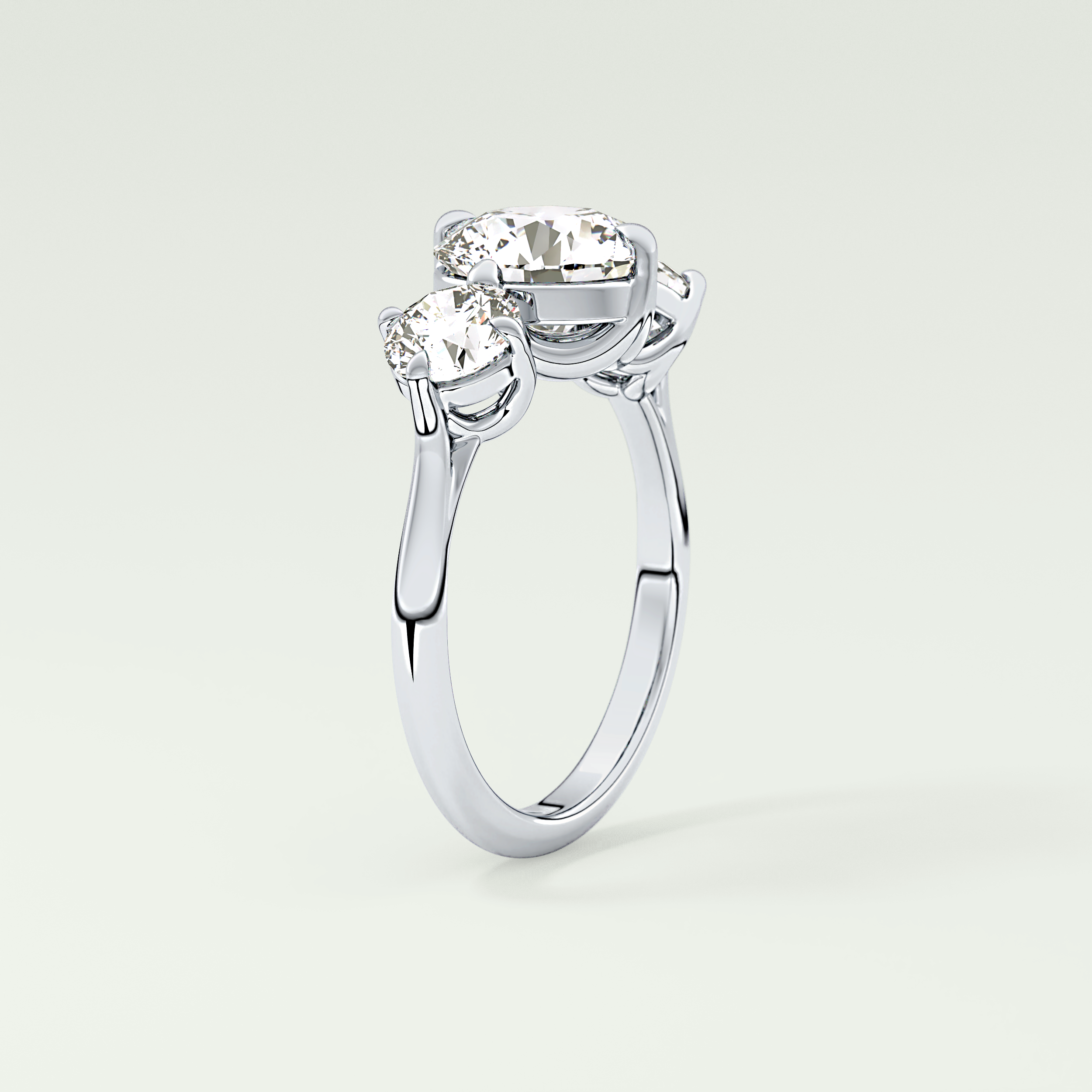 2.0 CT Round Cut Three Stone Lab Grown Diamond Engagement Ring