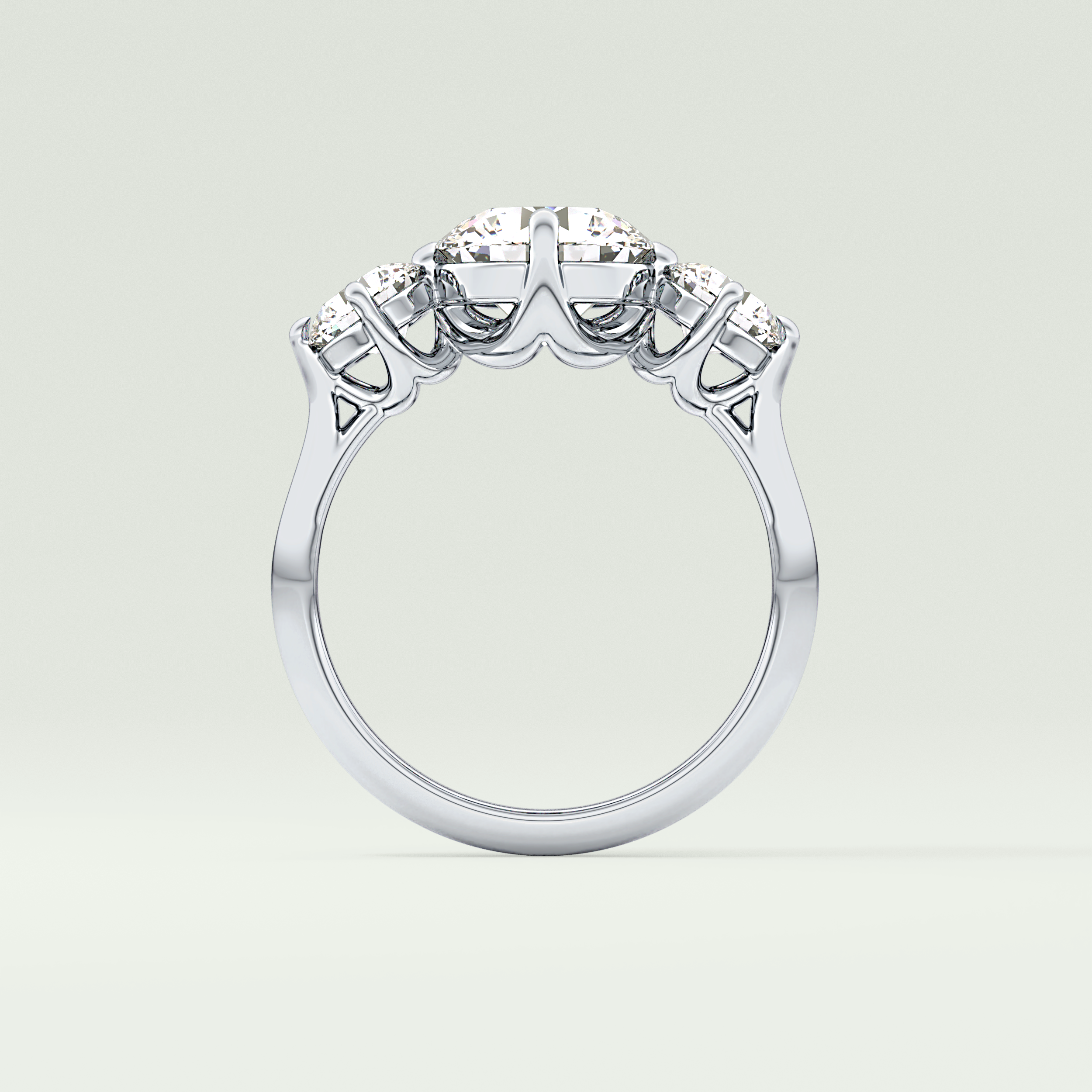 2.0 CT Round Cut Three Stone Lab Grown Diamond Engagement Ring