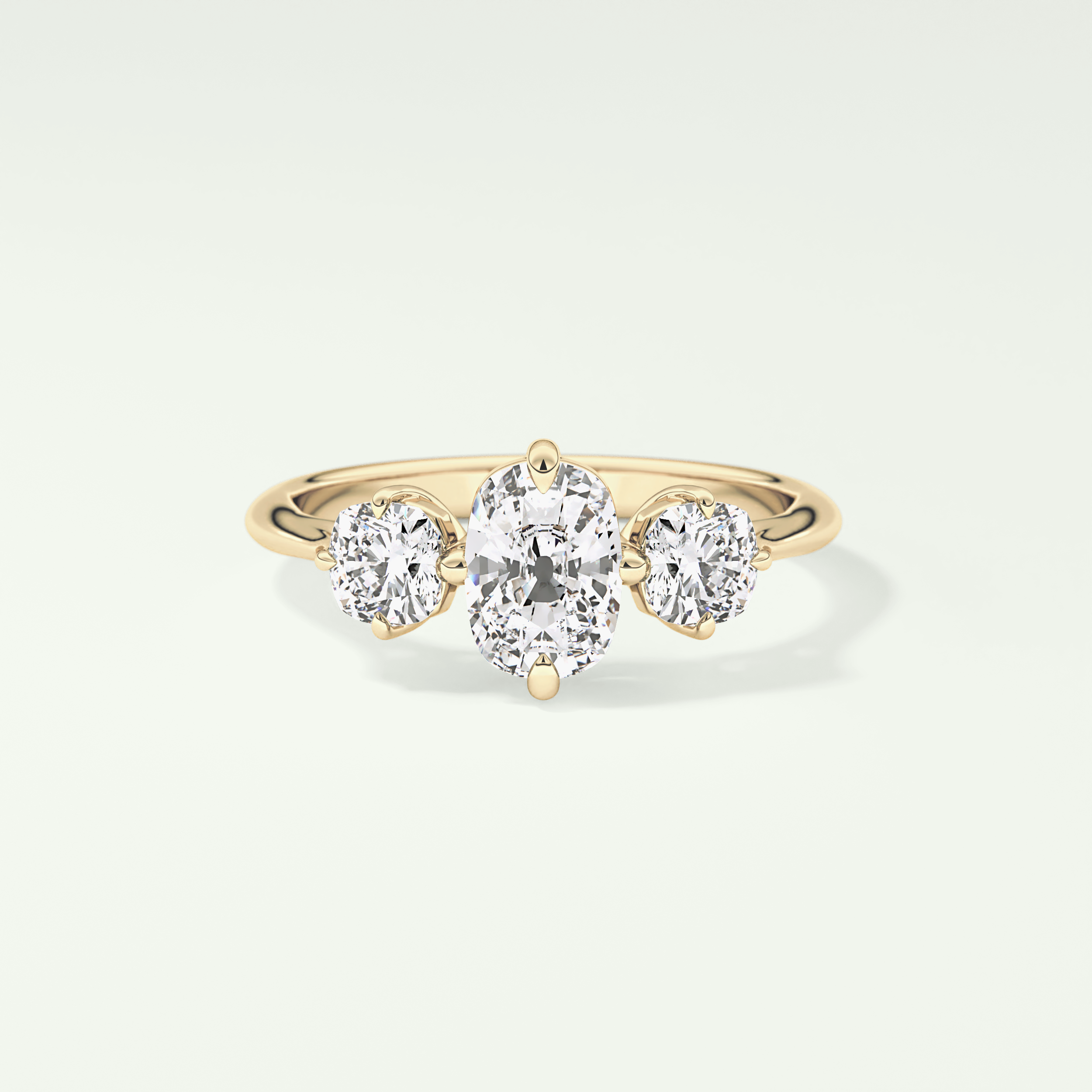 2.0 CT Cushion Cut Three Stone CVD Engagement Ring
