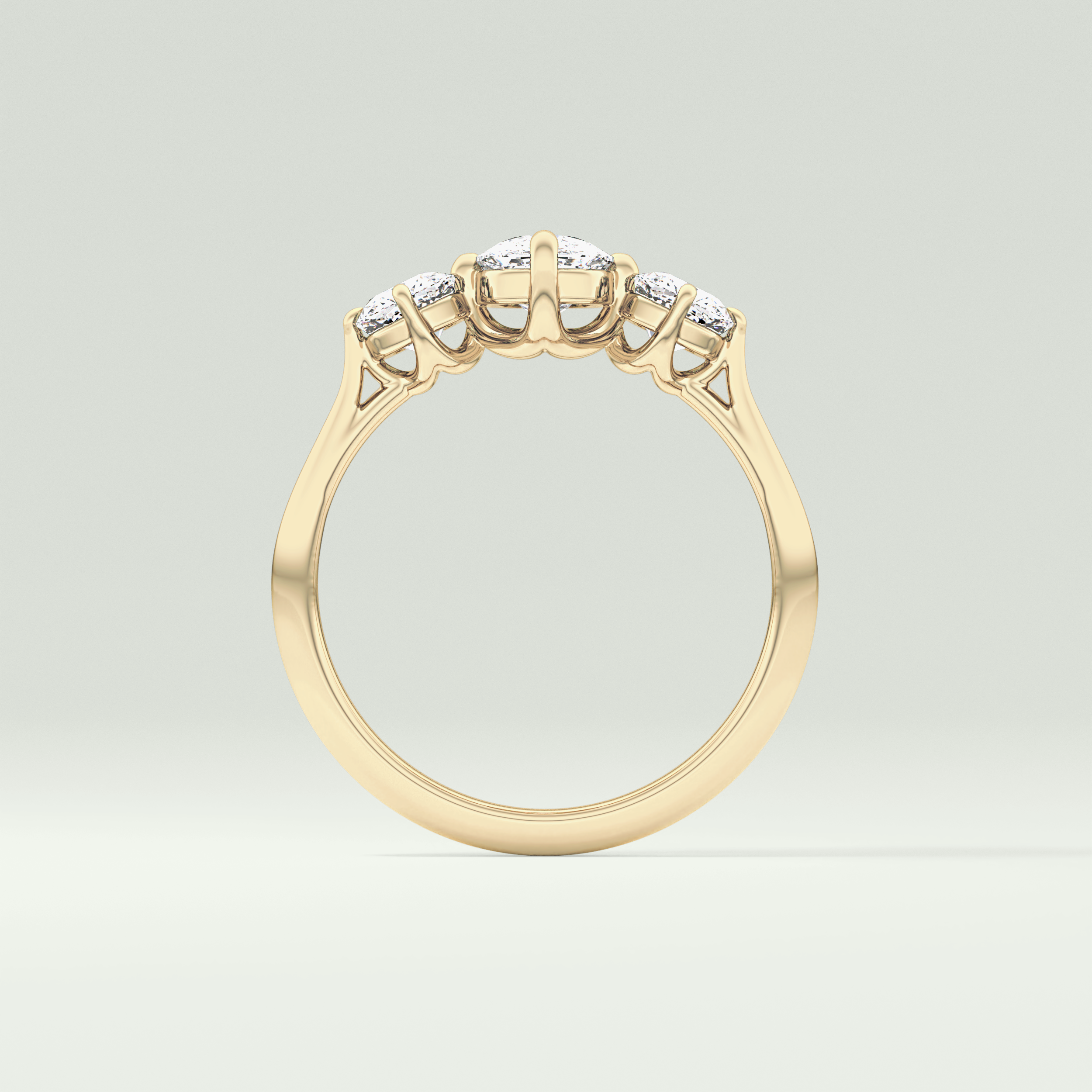 2.0 CT Cushion Cut Three Stone CVD Engagement Ring