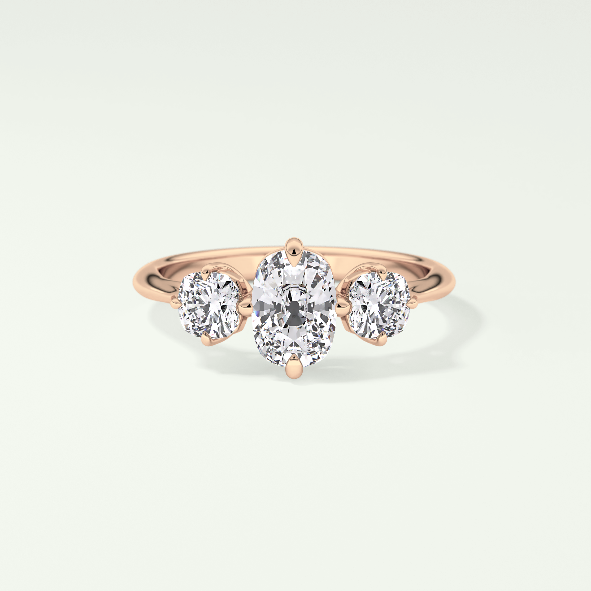 2.0 CT Cushion Cut Three Stone CVD Engagement Ring