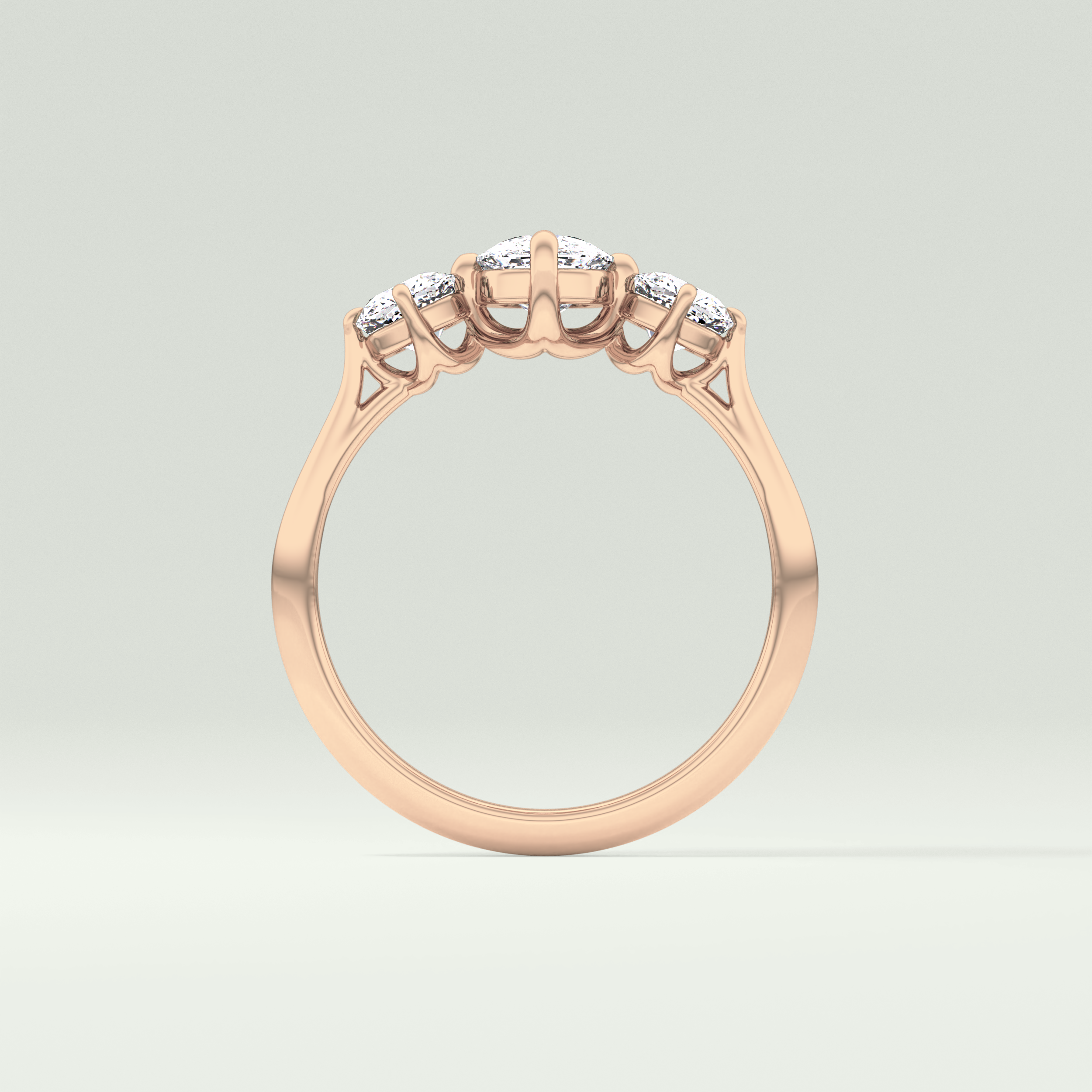 2.0 CT Cushion Cut Three Stone CVD Engagement Ring