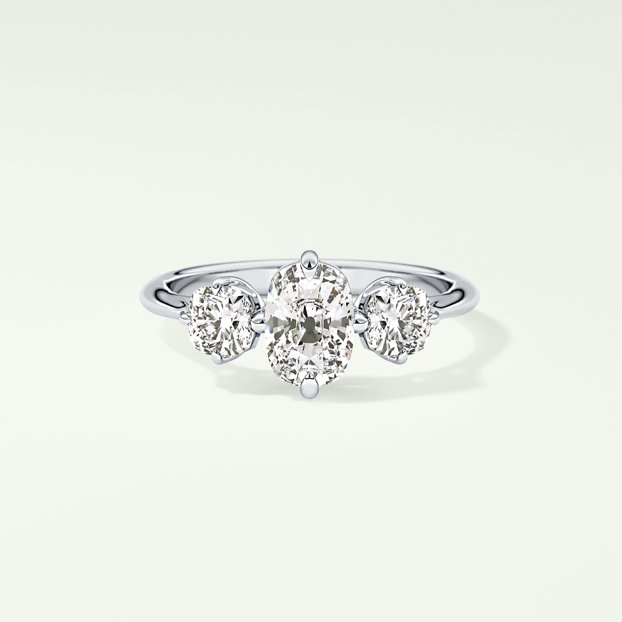 2.0 CT Cushion Cut Three Stone CVD Engagement Ring