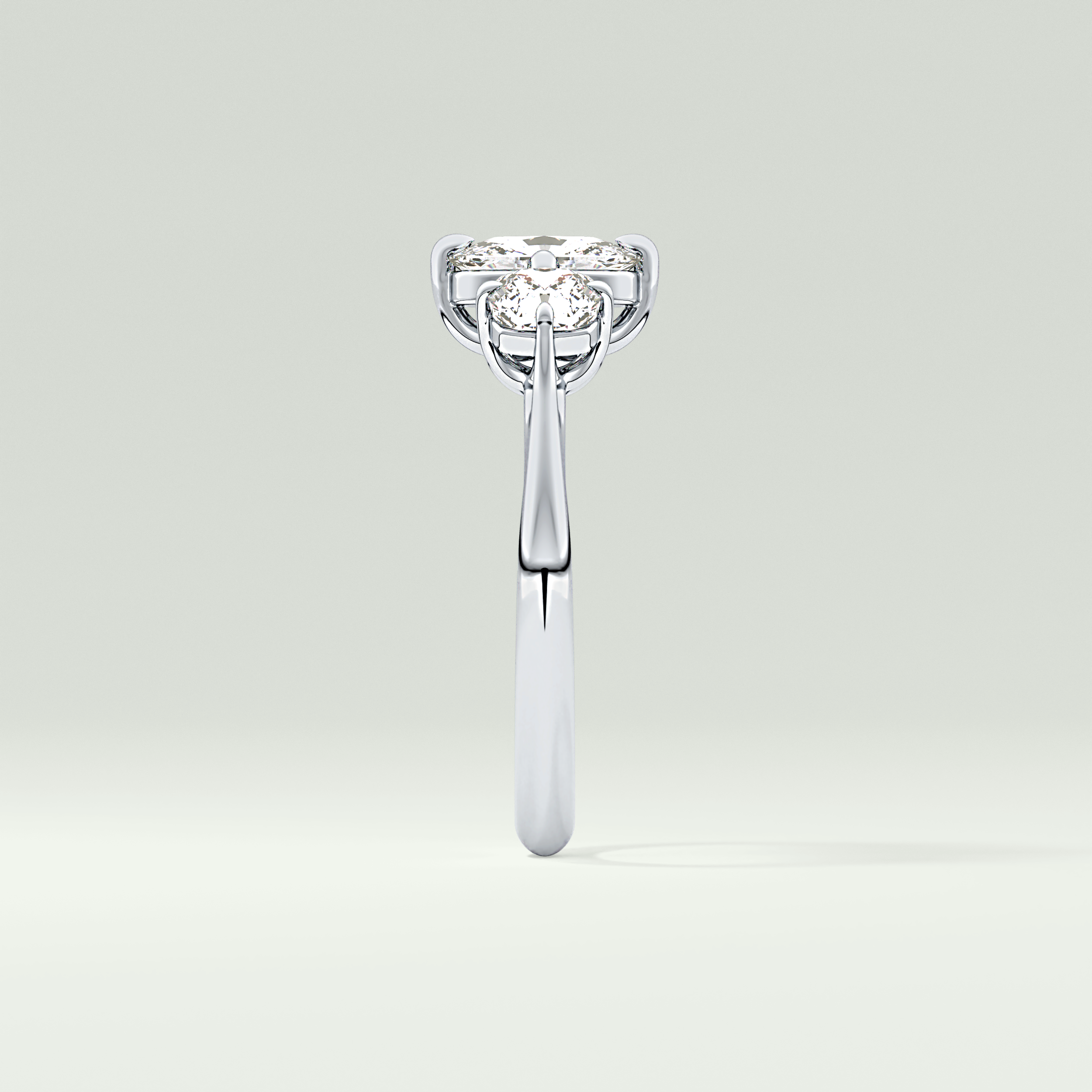 2.0 CT Cushion Cut Three Stone CVD Engagement Ring