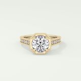 2.0 CT Round Cut Cathedral Pave Lab Grown Diamond Engagement Ring