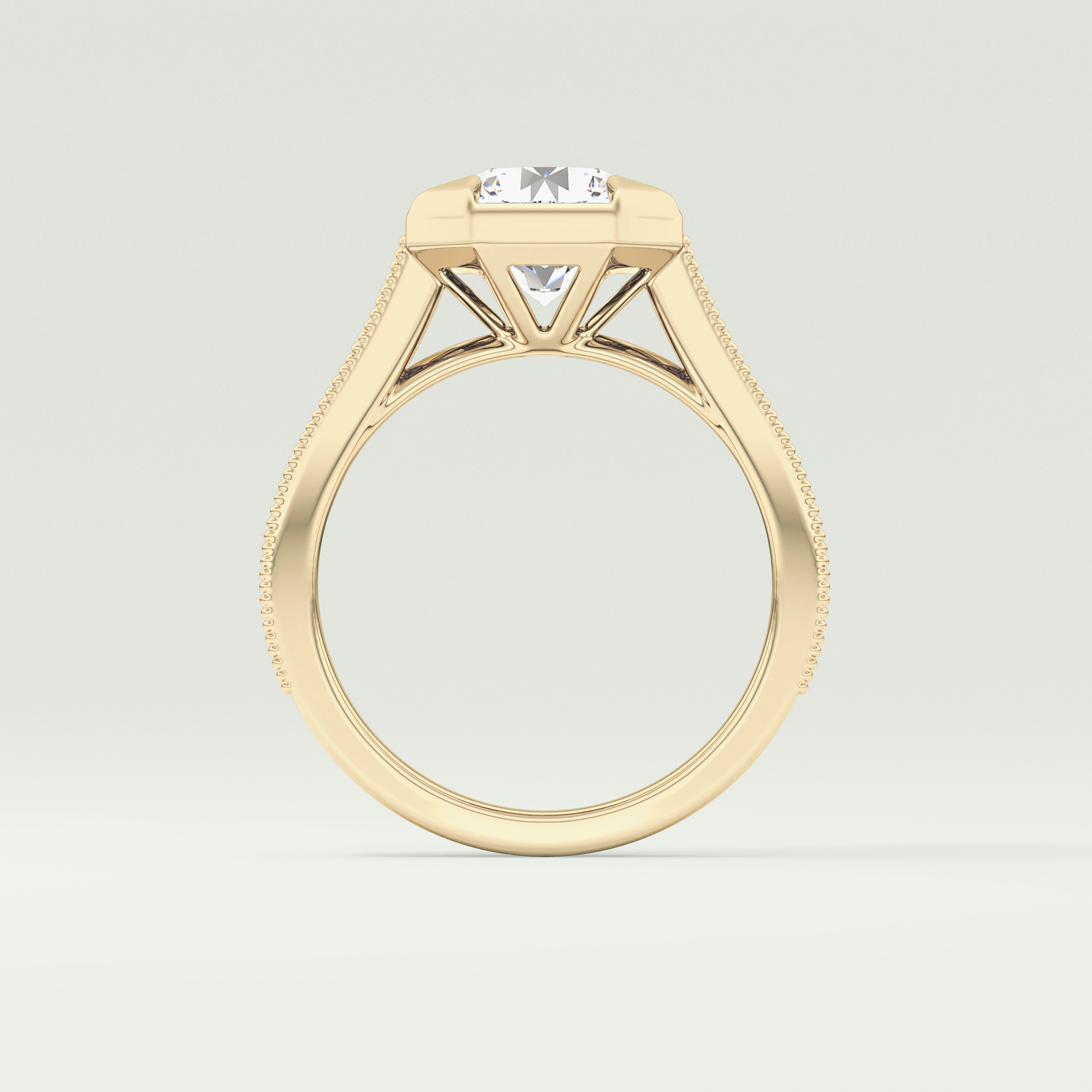2.0 CT Round Cut Cathedral Pave Lab Grown Diamond Engagement Ring