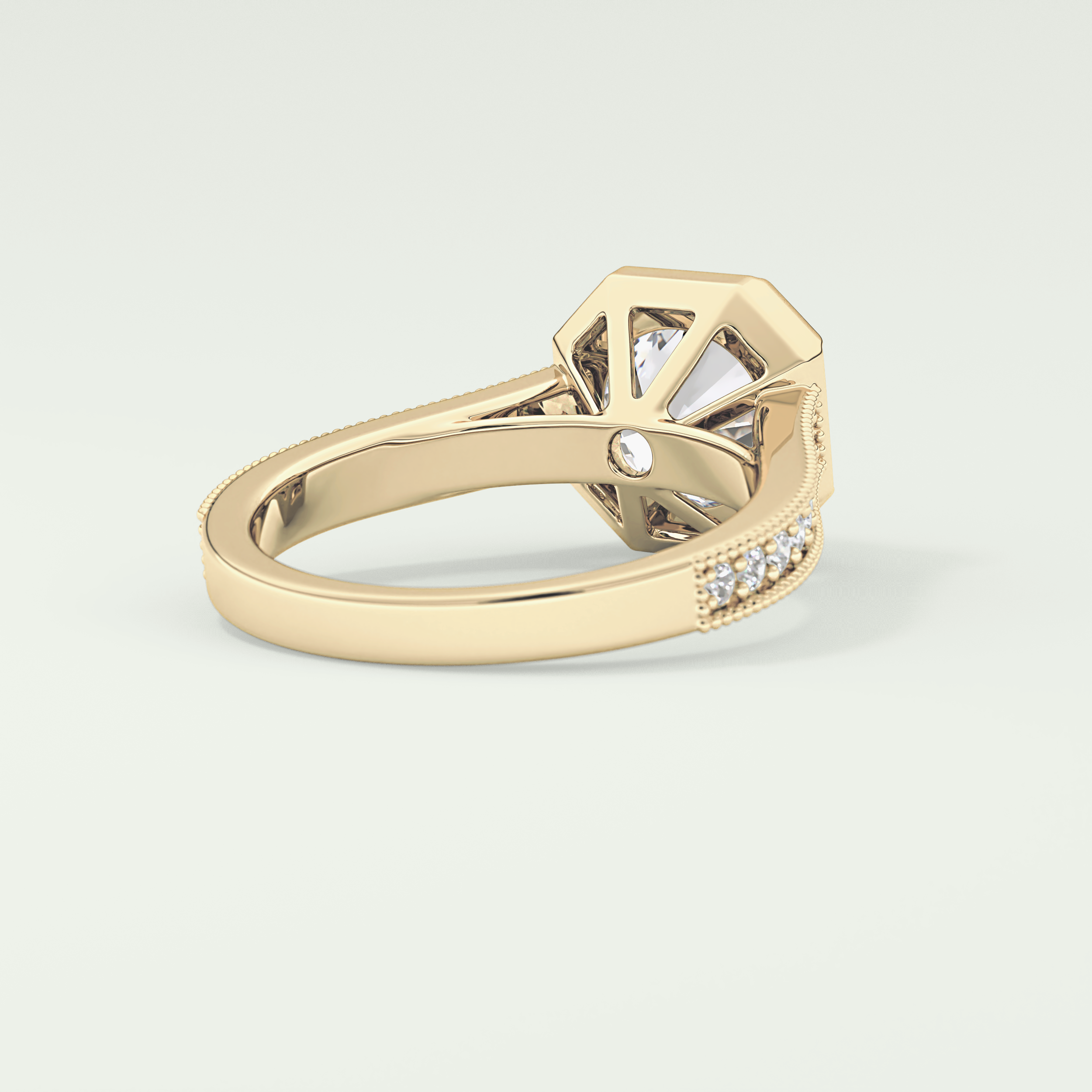 2.0 CT Round Cut Cathedral Pave Lab Grown Diamond Engagement Ring