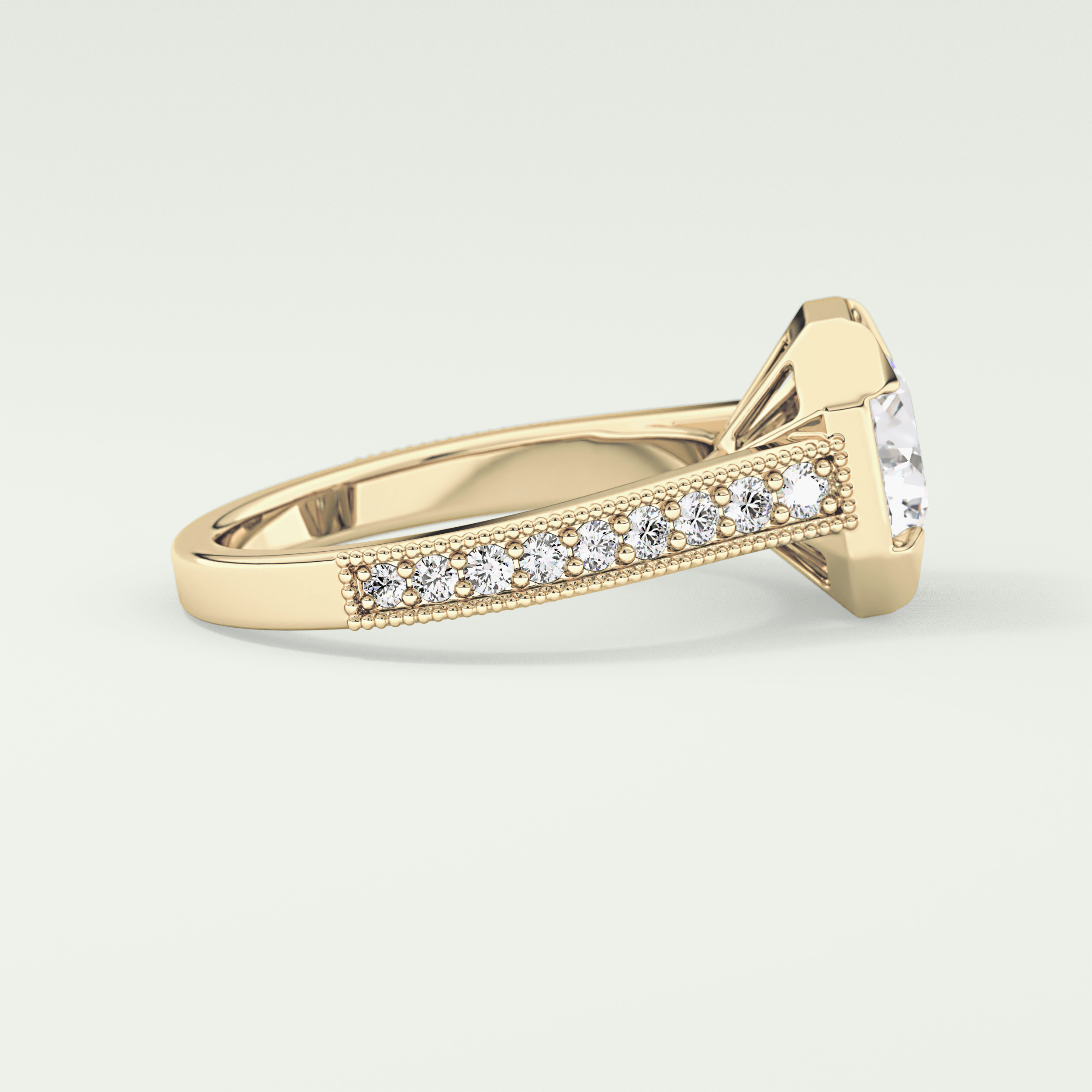 2.0 CT Round Cut Cathedral Pave Lab Grown Diamond Engagement Ring