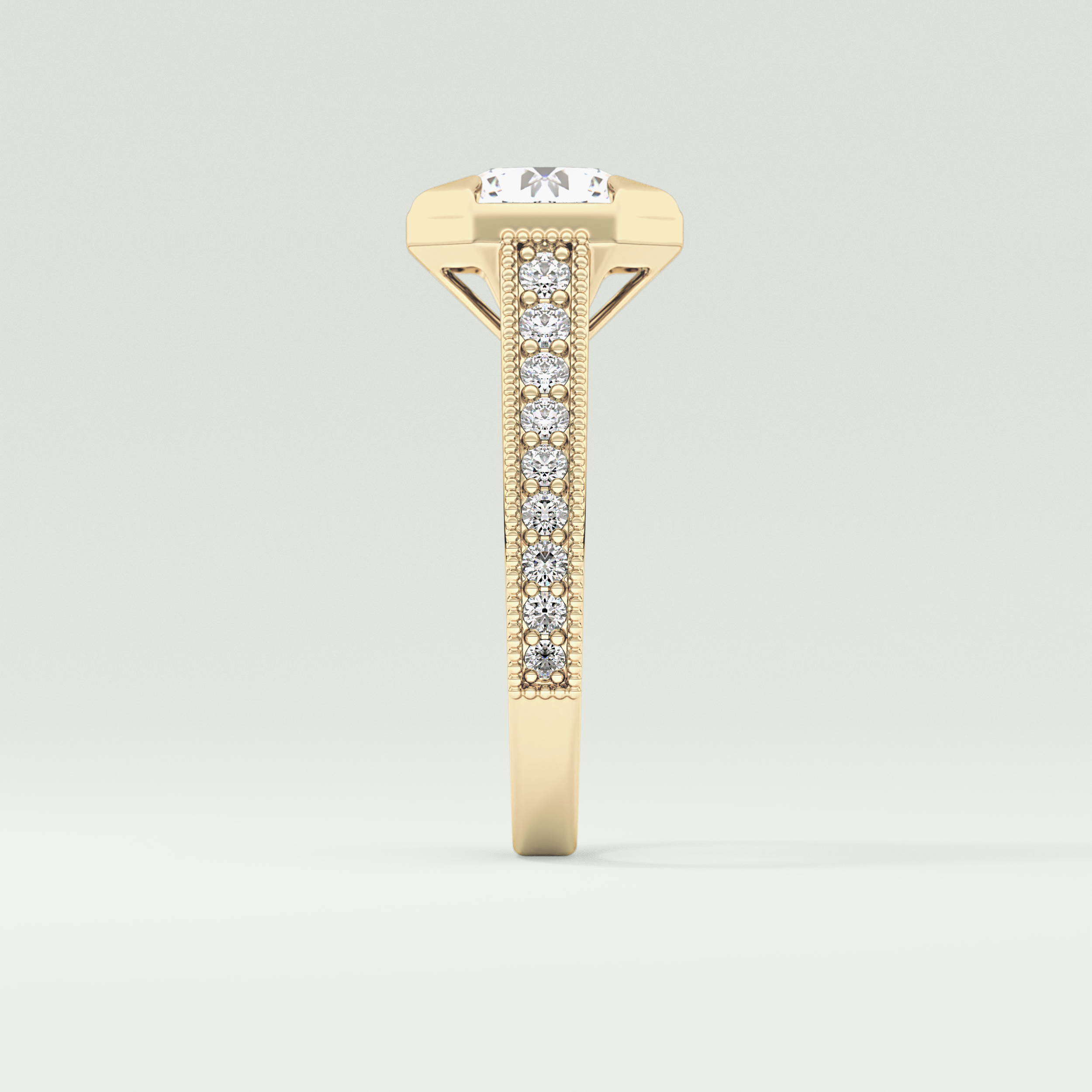 2.0 CT Round Cut Cathedral Pave Lab Grown Diamond Engagement Ring