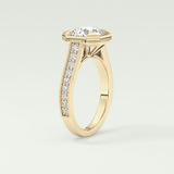 2.0 CT Round Cut Cathedral Pave Lab Grown Diamond Engagement Ring