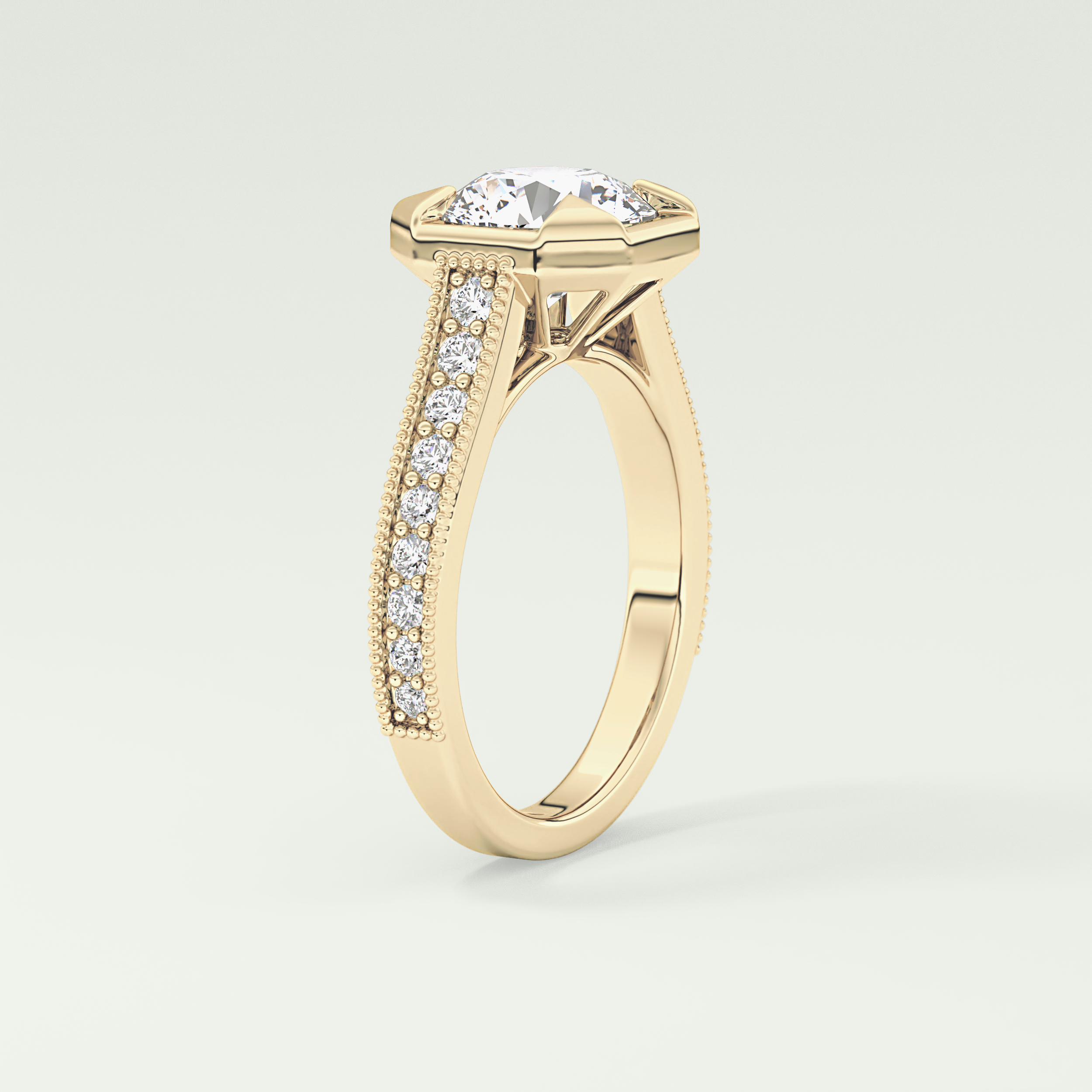 2.0 CT Round Cut Cathedral Pave Lab Grown Diamond Engagement Ring