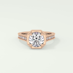 2.0 CT Round Cut Cathedral Pave Lab Grown Diamond Engagement Ring