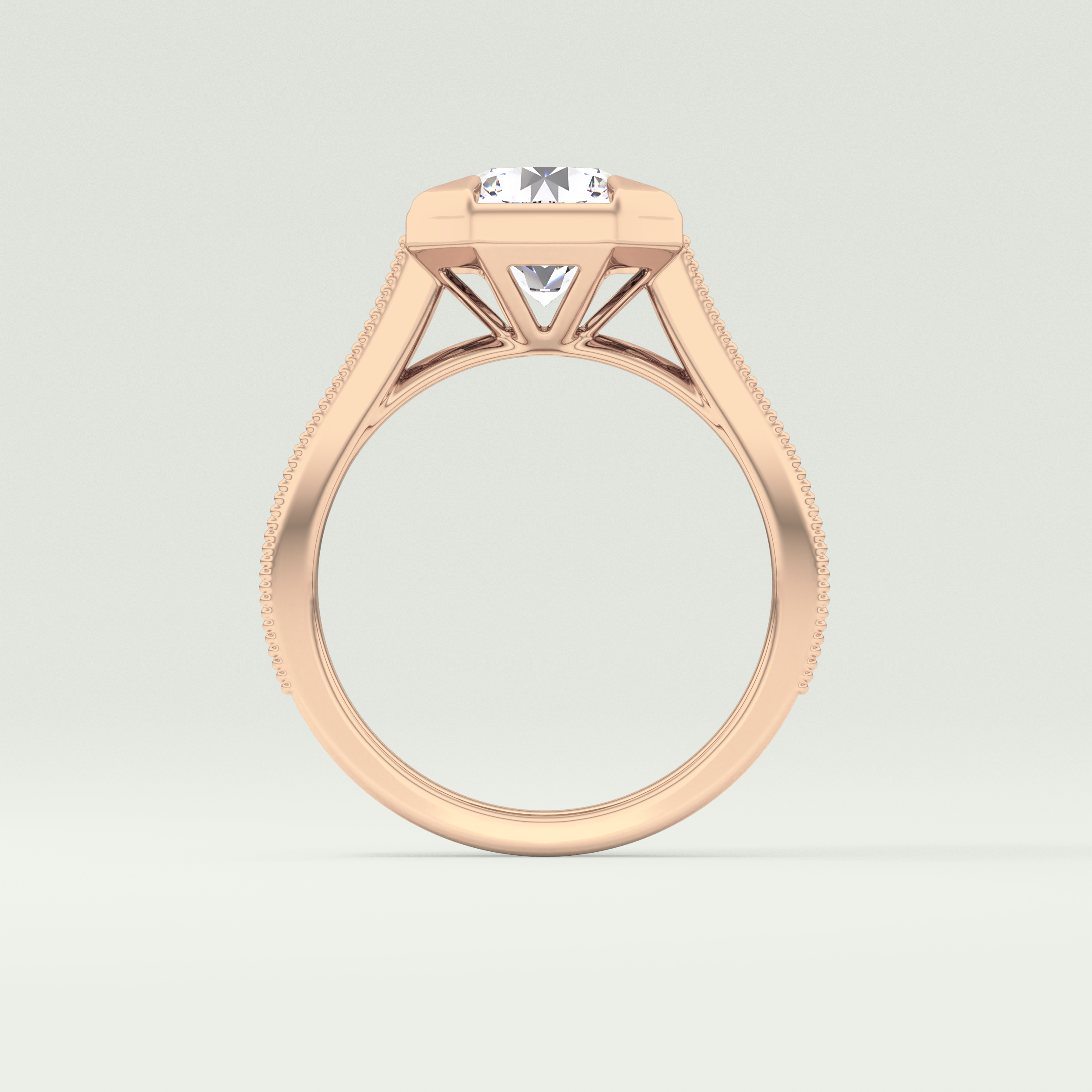 2.0 CT Round Cut Cathedral Pave Lab Grown Diamond Engagement Ring