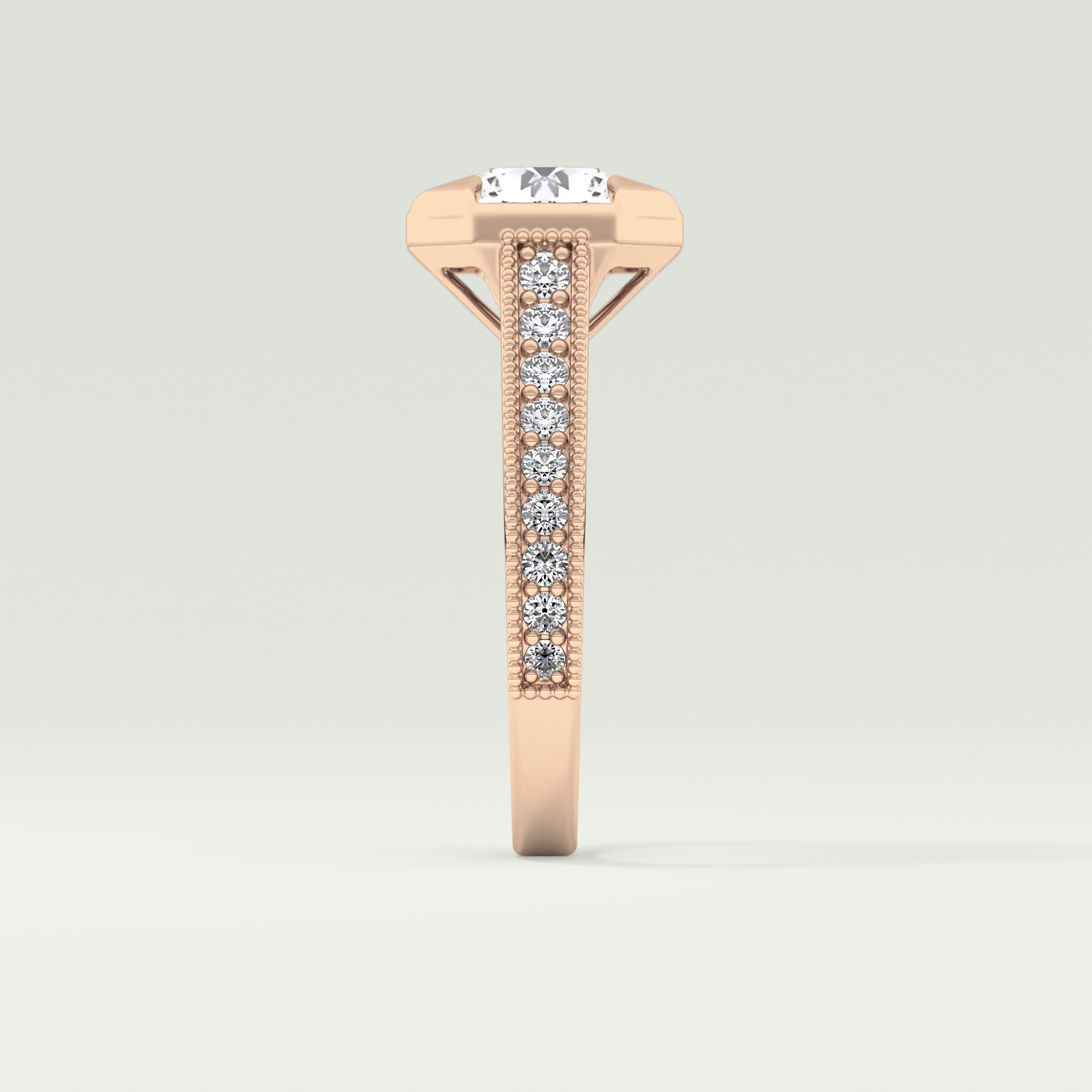 2.0 CT Round Cut Cathedral Pave Lab Grown Diamond Engagement Ring