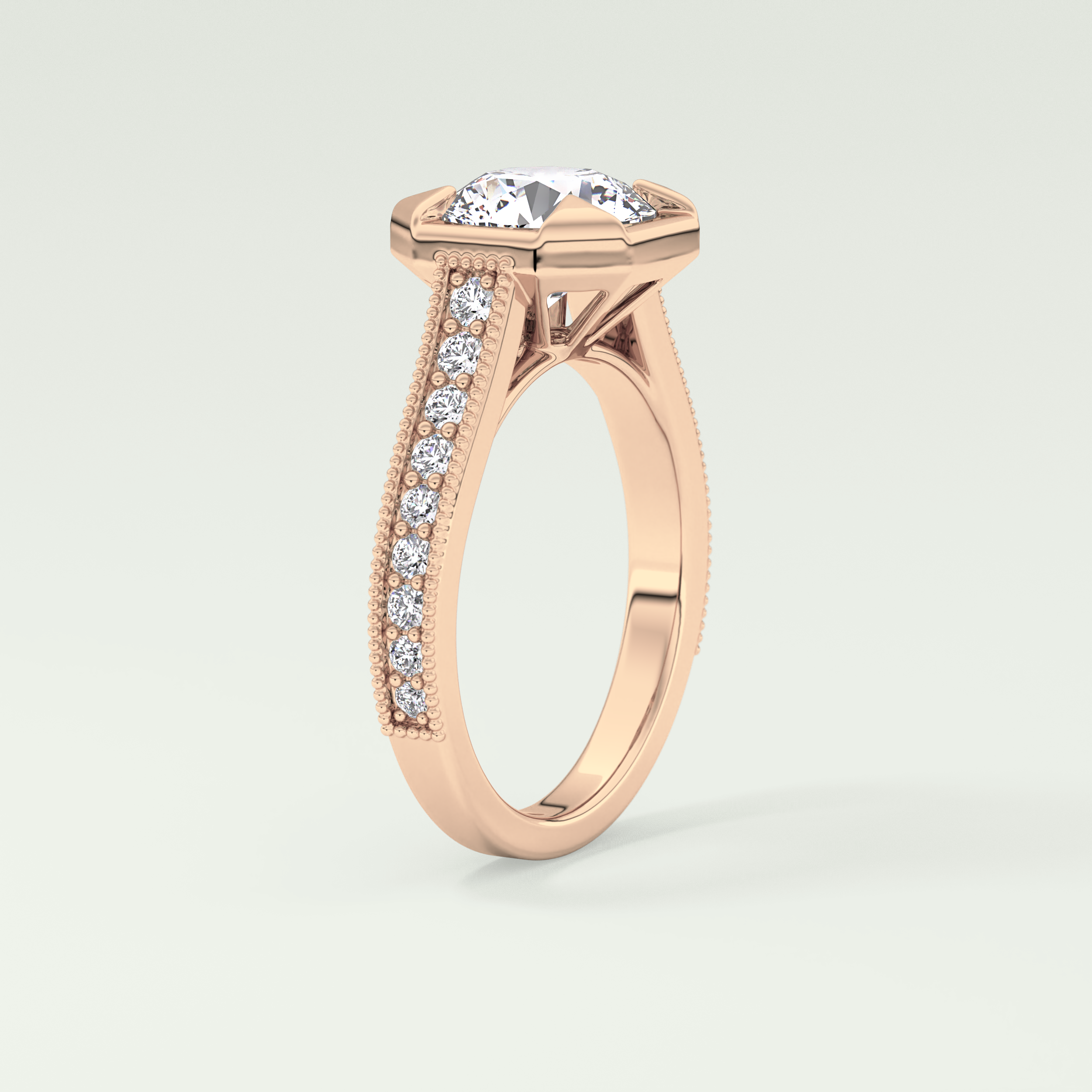 2.0 CT Round Cut Cathedral Pave Lab Grown Diamond Engagement Ring