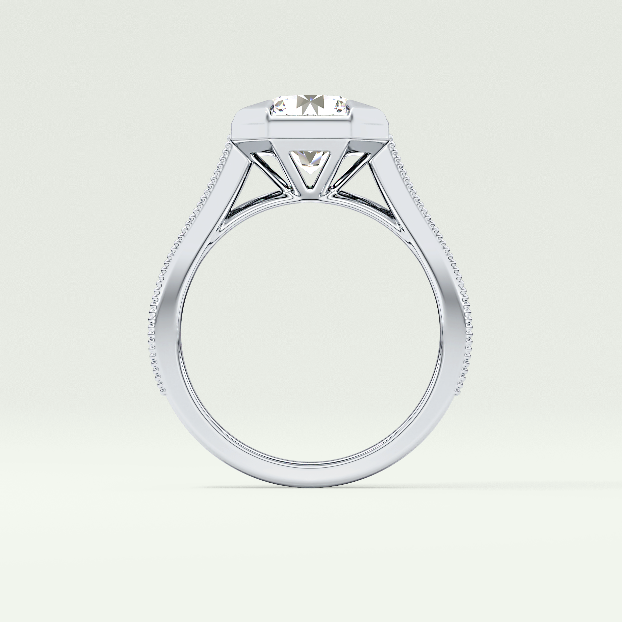 2.0 CT Round Cut Cathedral Pave Lab Grown Diamond Engagement Ring