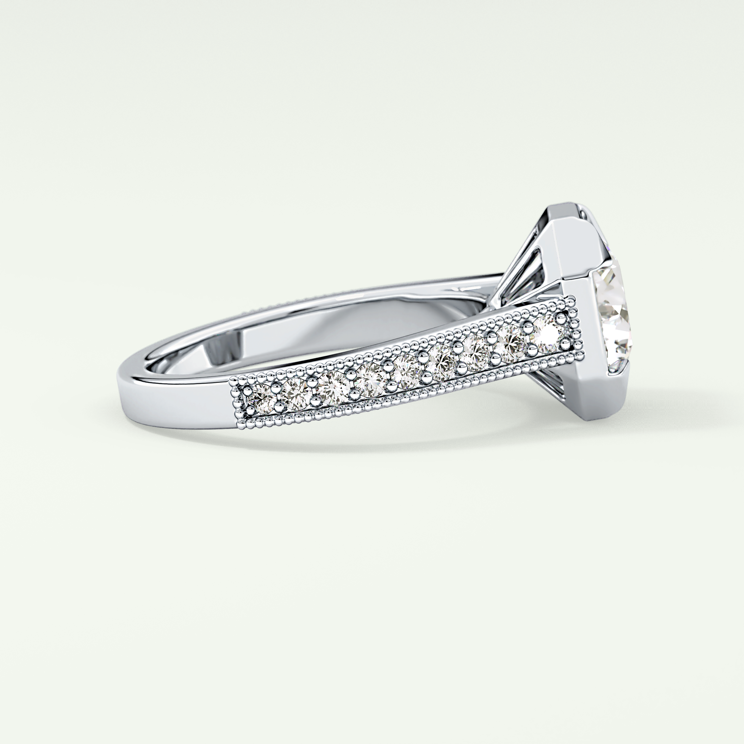 2.0 CT Round Cut Cathedral Pave Lab Grown Diamond Engagement Ring