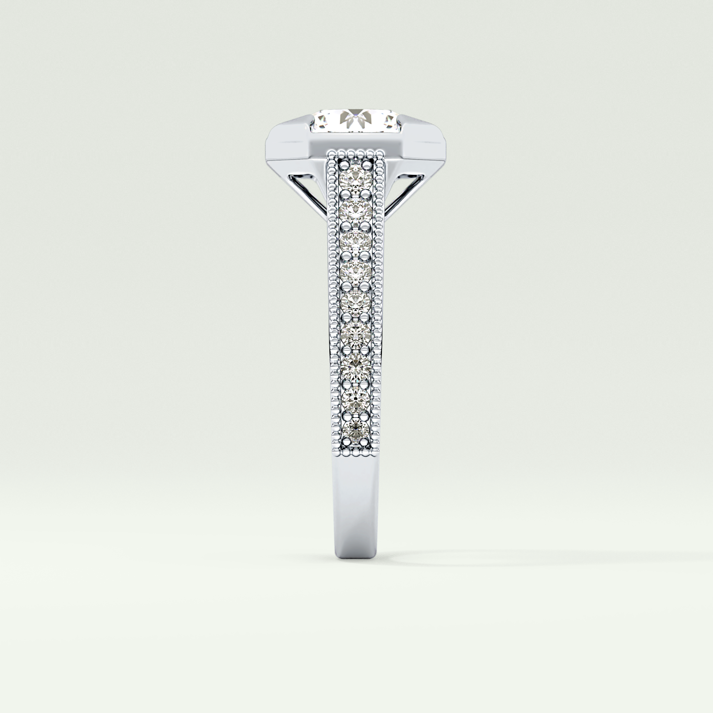 2.0 CT Round Cut Cathedral Pave Lab Grown Diamond Engagement Ring