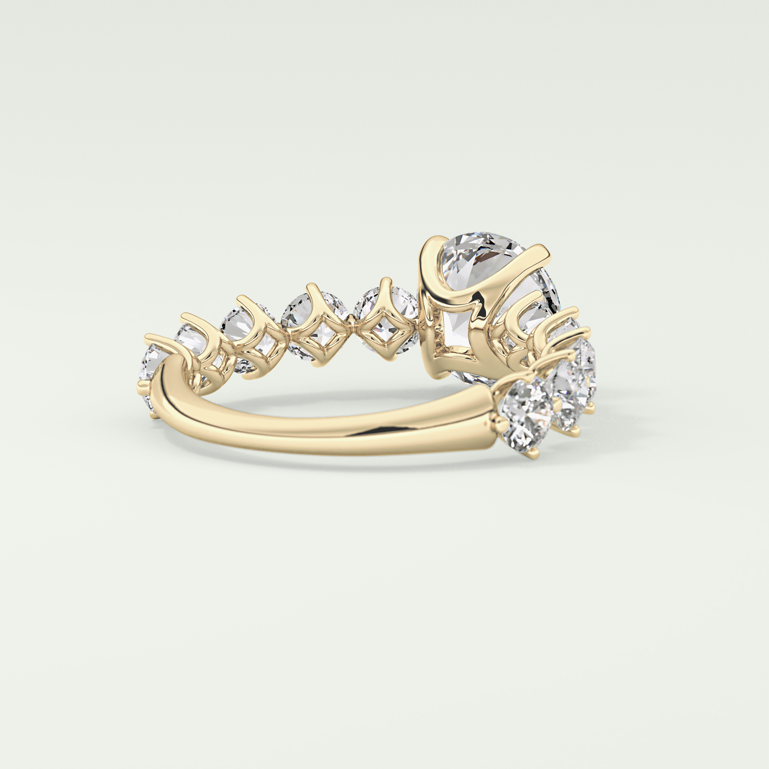 2.0 CT Round Cut Pave Lab Grown Diamond Engagement Ring