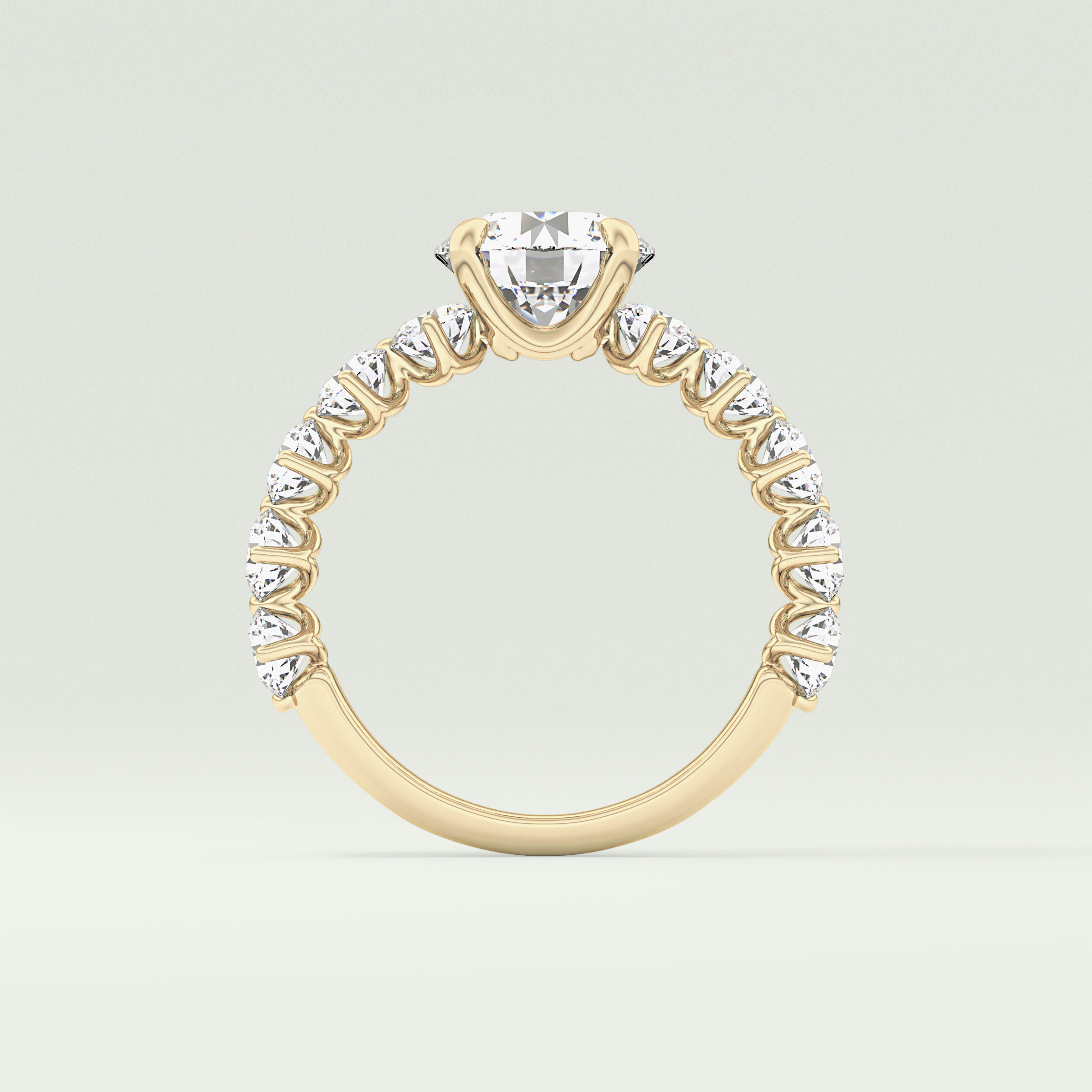 2.0 CT Round Cut Pave Lab Grown Diamond Engagement Ring