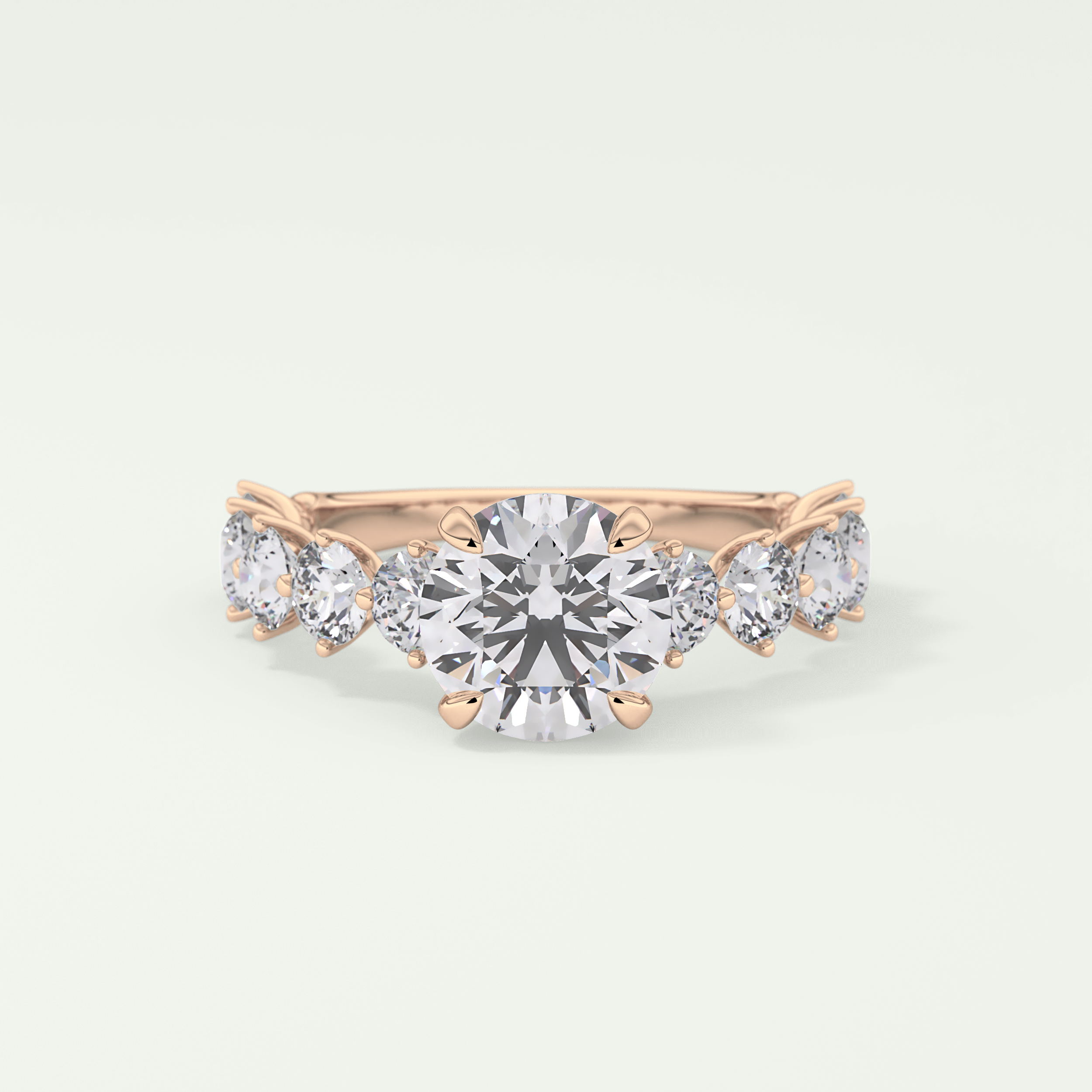2.0 CT Round Cut Pave Setting Moissanite Engagement Ring 7