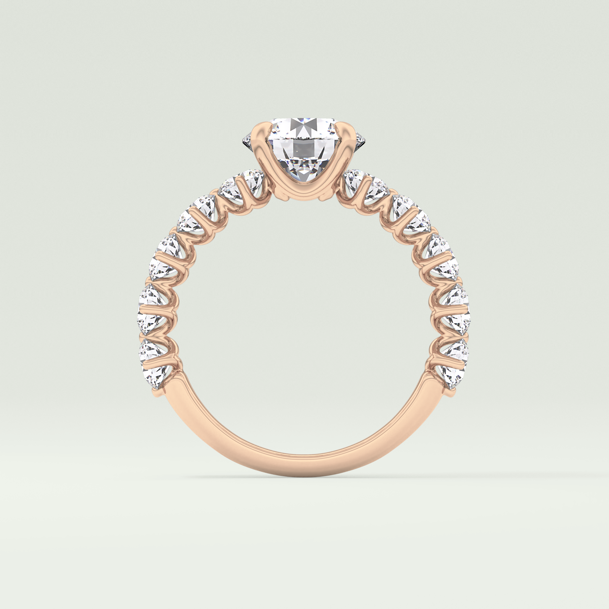2.0 CT Round Cut Pave Lab Grown Diamond Engagement Ring