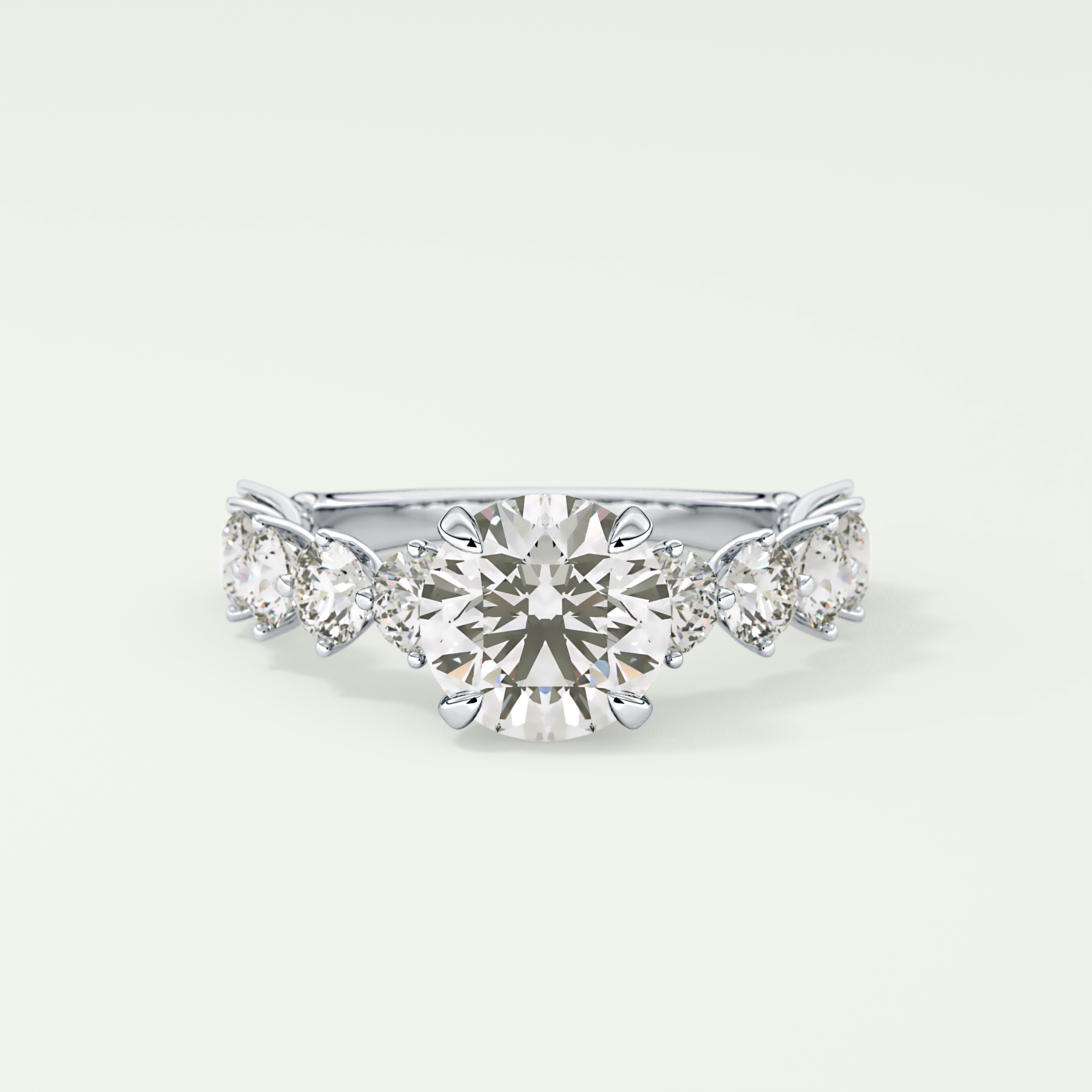 2.0 CT Round Cut Pave Lab Grown Diamond Engagement Ring
