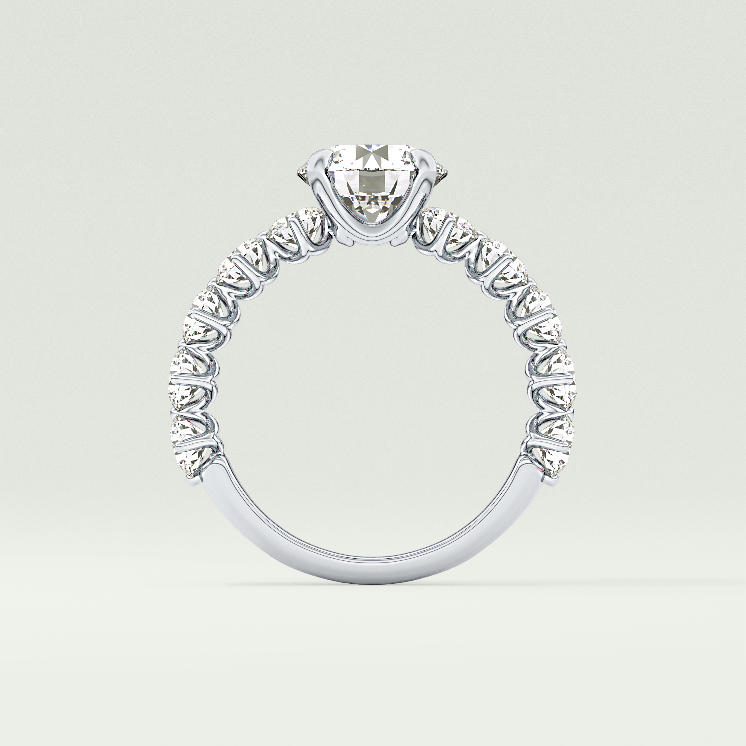2.0 CT Round Cut Pave Lab Grown Diamond Engagement Ring