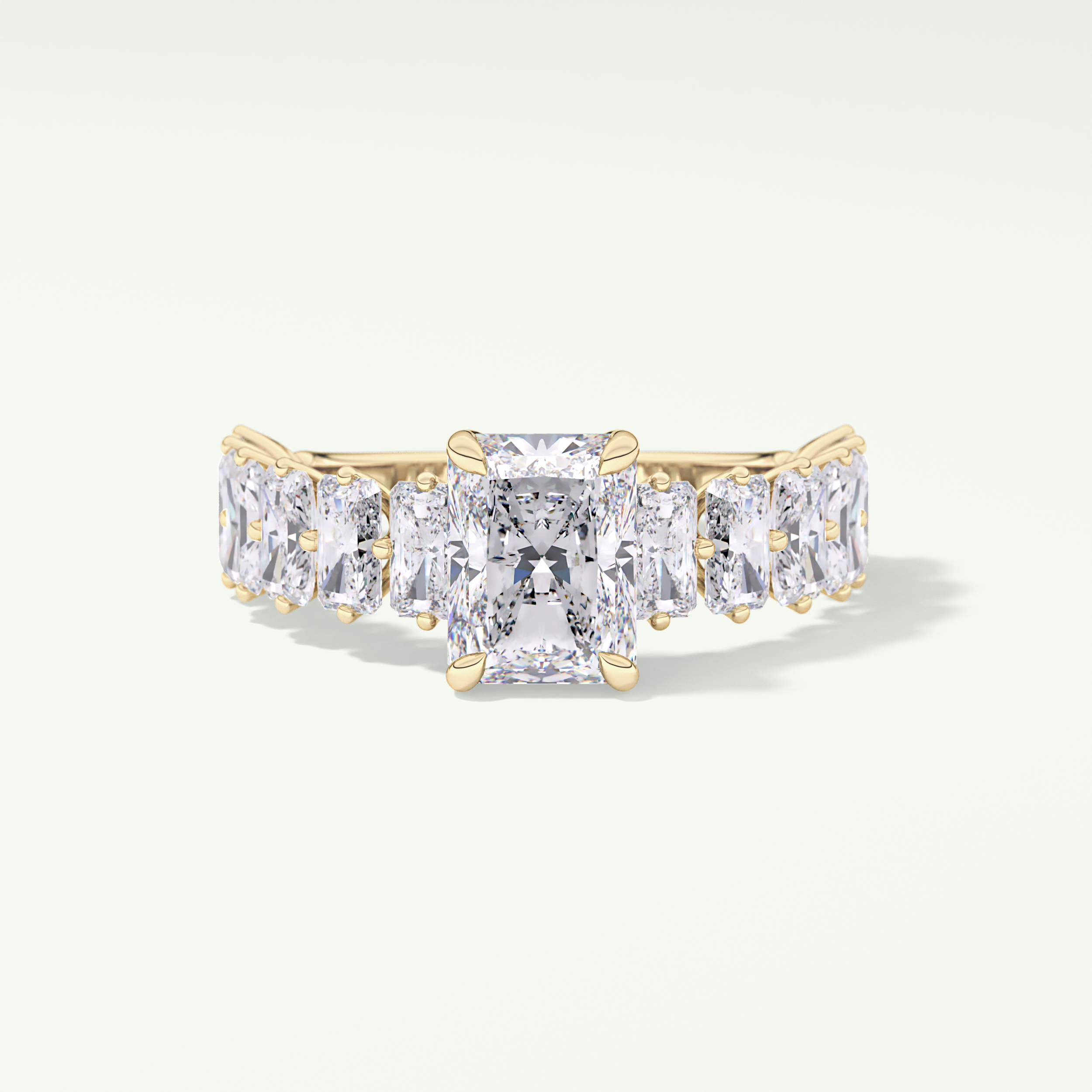 2.0 CT Radiant Cut Pave Moissanite Engagement Ring 1