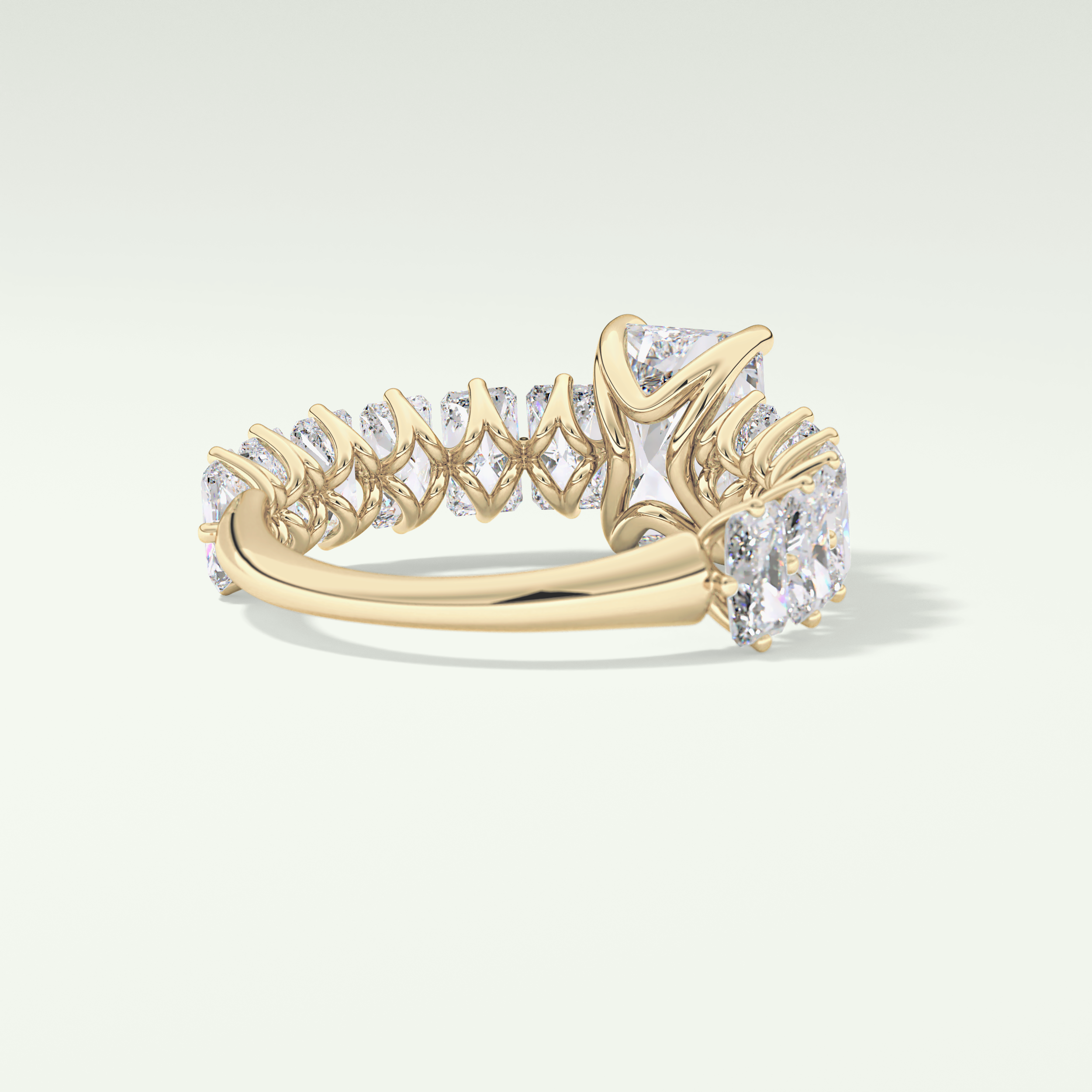 2.0 CT Radiant Cut Pave Moissanite Engagement Ring 2