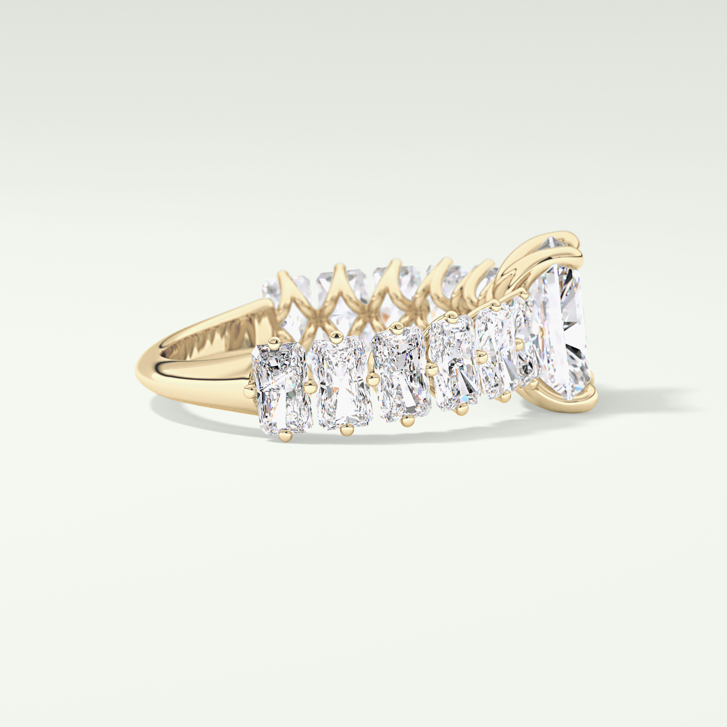 2.0 CT Radiant Cut Pave Moissanite Engagement Ring 3