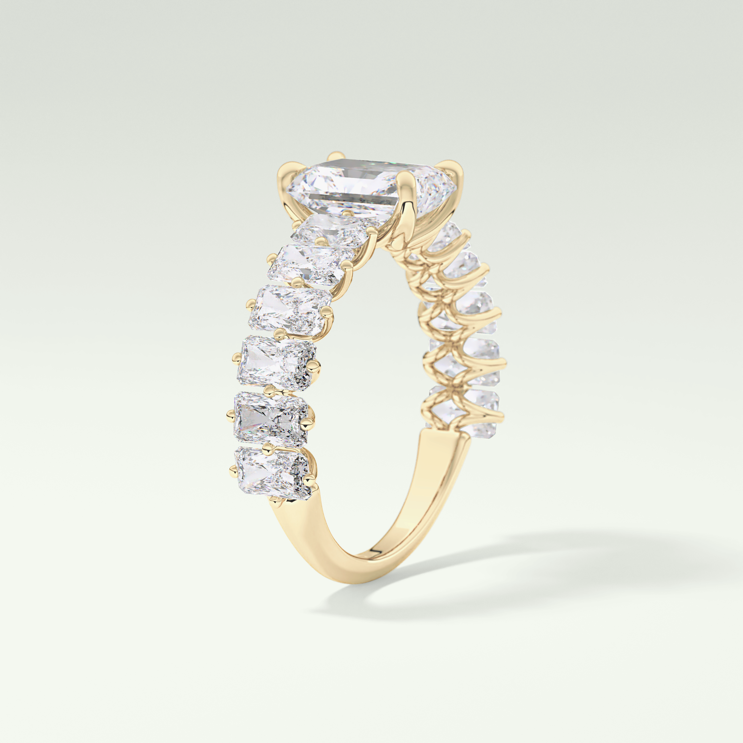 2.0 CT Radiant Cut Pave Moissanite Engagement Ring 5