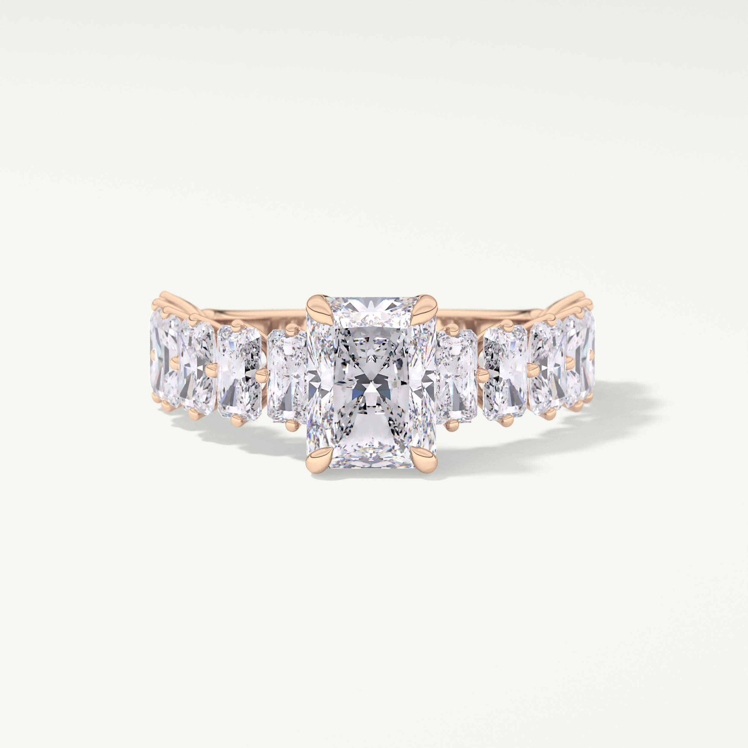 2.0 CT Radiant Cut Pave Moissanite Engagement Ring 7