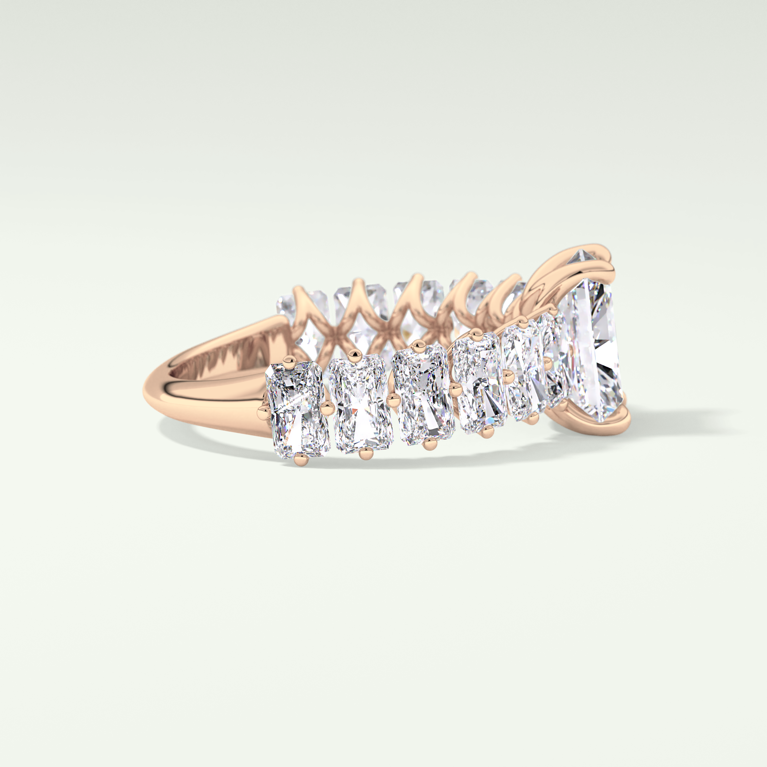2.0 CT Radiant Cut Pave Moissanite Engagement Ring 9