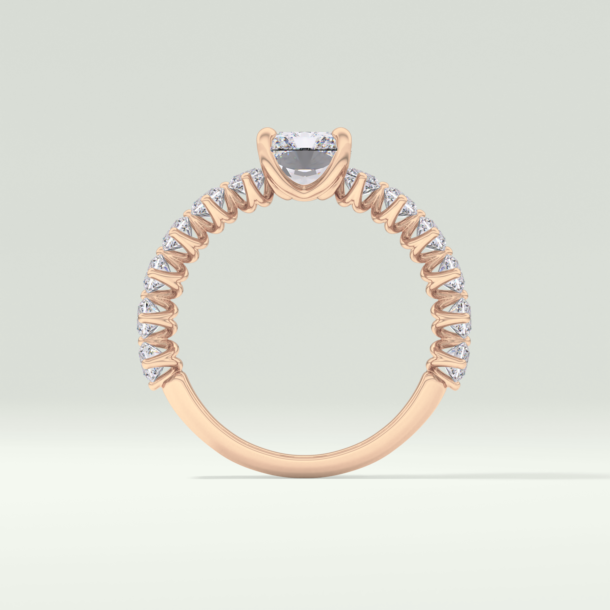 2.0 CT Radiant Cut Pave Lab-Grown Diamond Engagement Ring